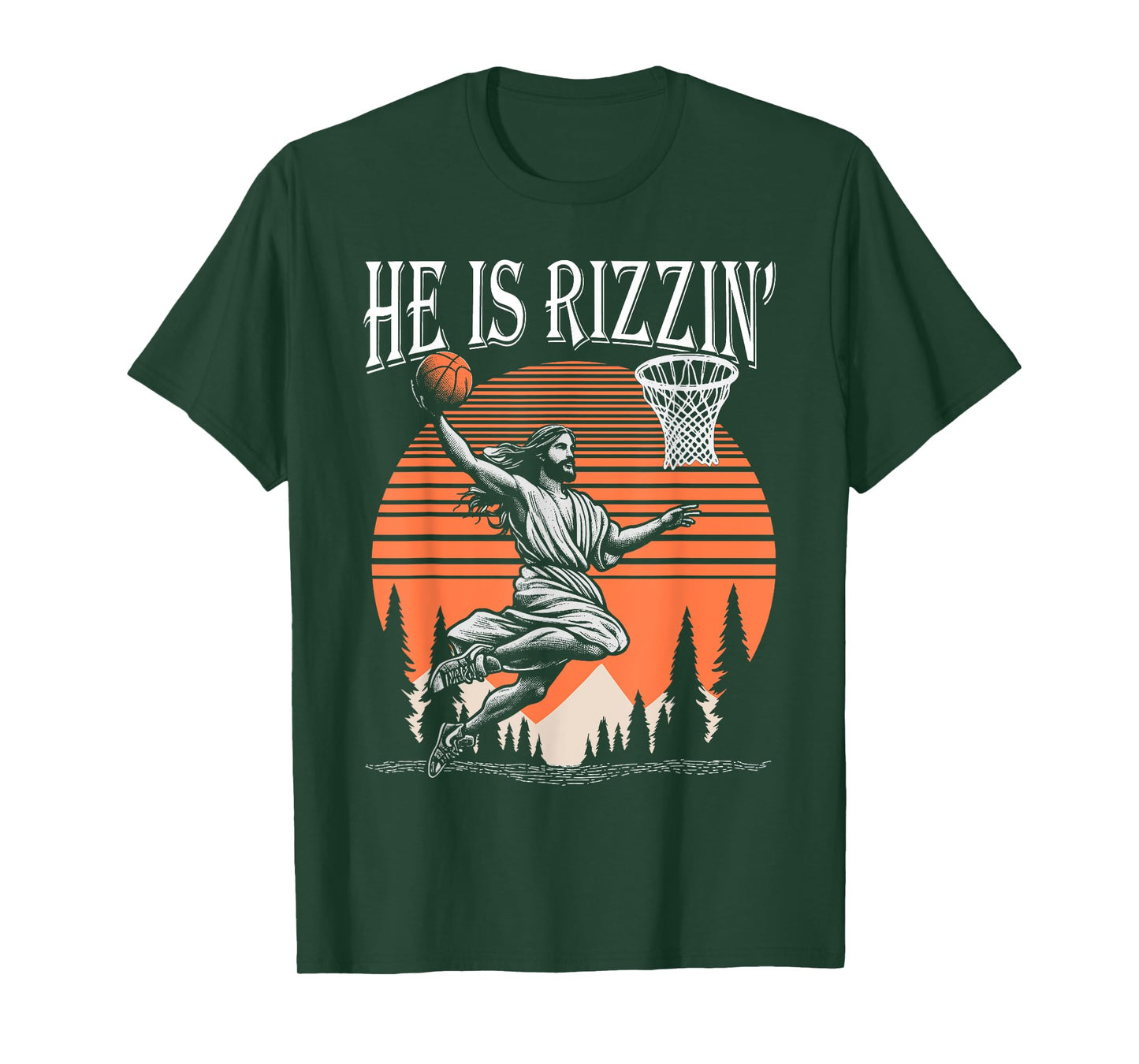 He Is Rizzin Funny Jesus Basketball Easter Christian Men Boy T-Shirt