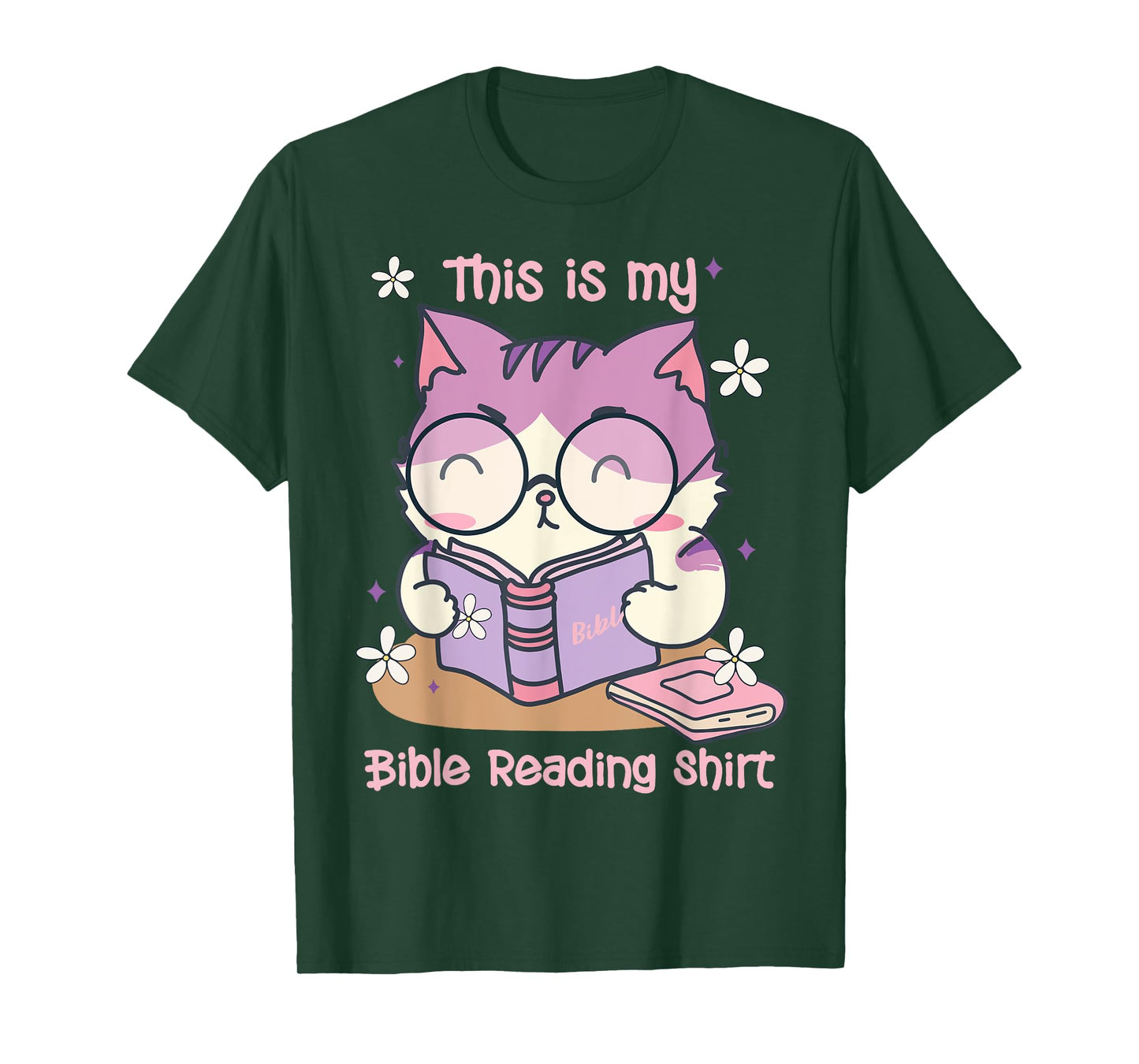 This Is For Bible Reading Cat Cute Christian T-Shirt