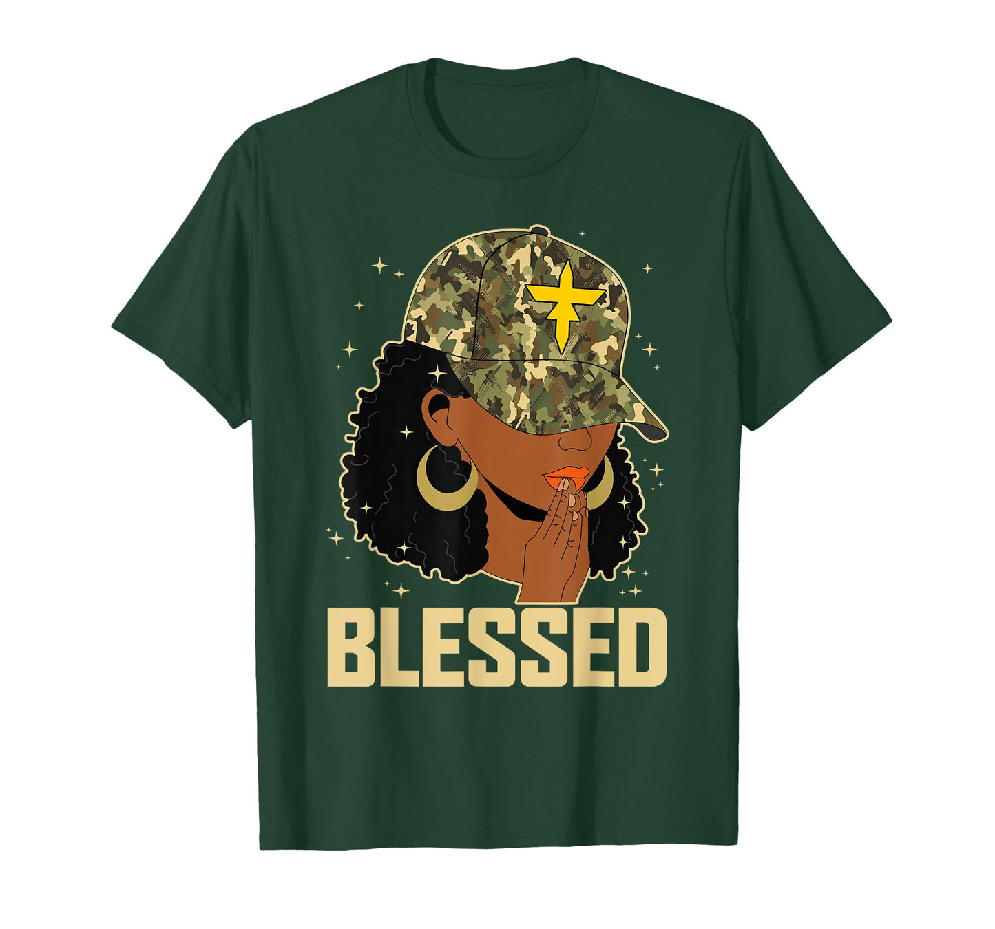Blessed Black Woman Praying African Christian Camouflage T-Shirt