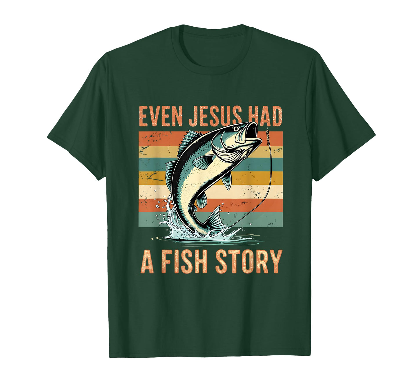 Funny Faith Fishing Story Bass Angler Outdoor Fish Man T-Shirt