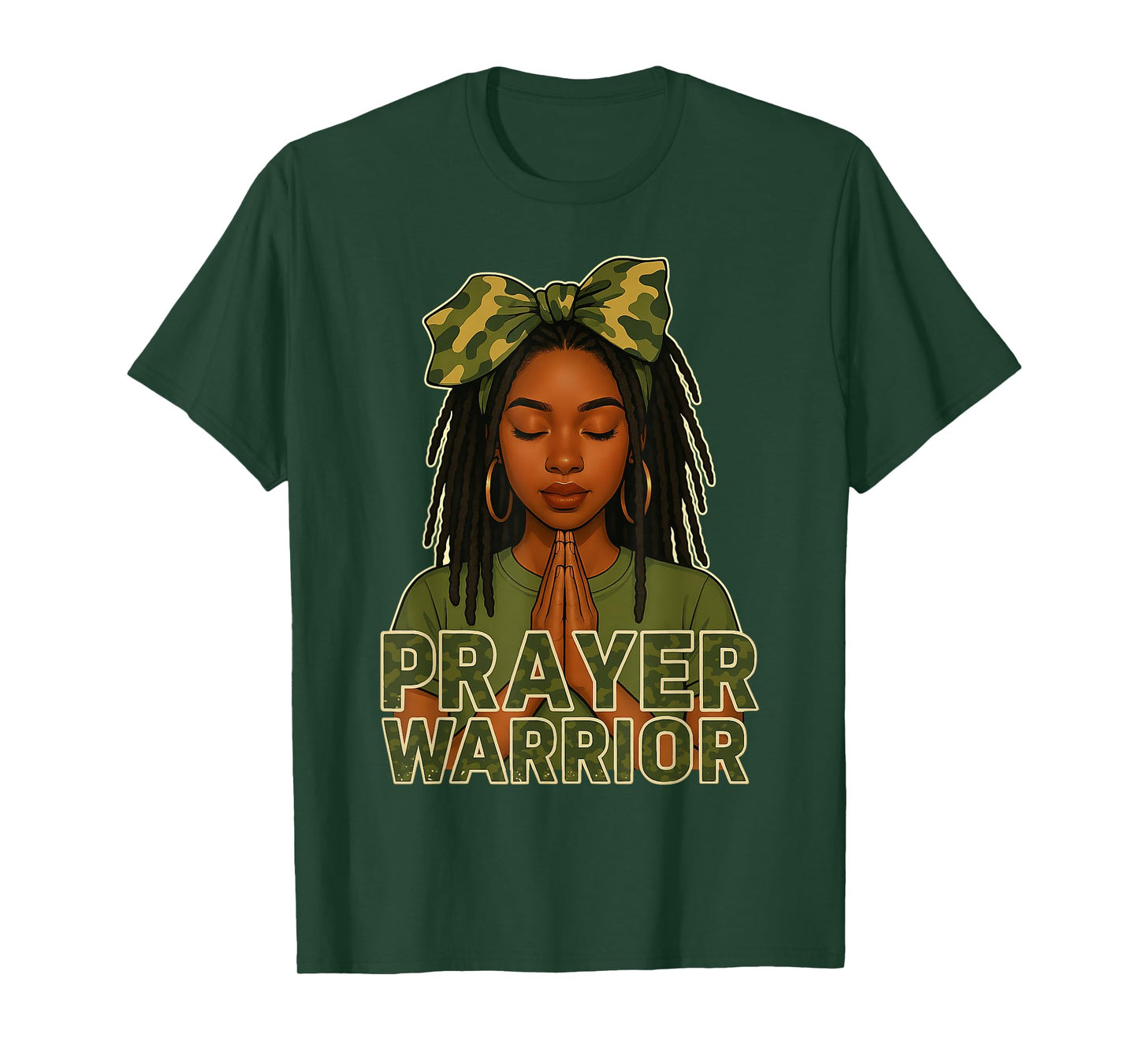 Prayer Warrior Locs Christian Black Woman Camo Bandana T-Shirt