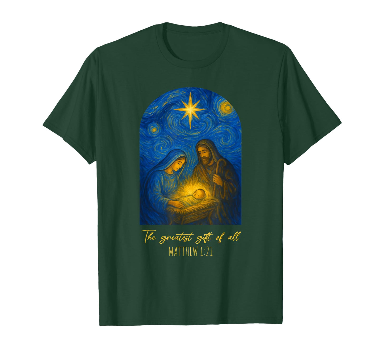 The Greatest of All Christmas Starry Night Van Gogh Nativity T-Shirt