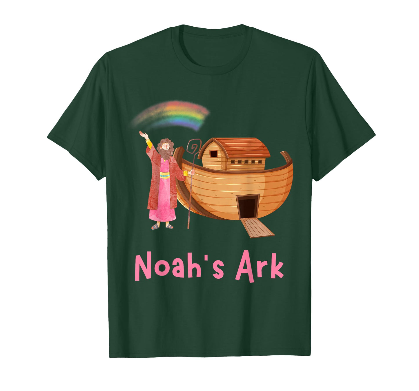 Kids Faith Bible Stories Pink Noah's Ark Girls Toddler Teen T-Shirt