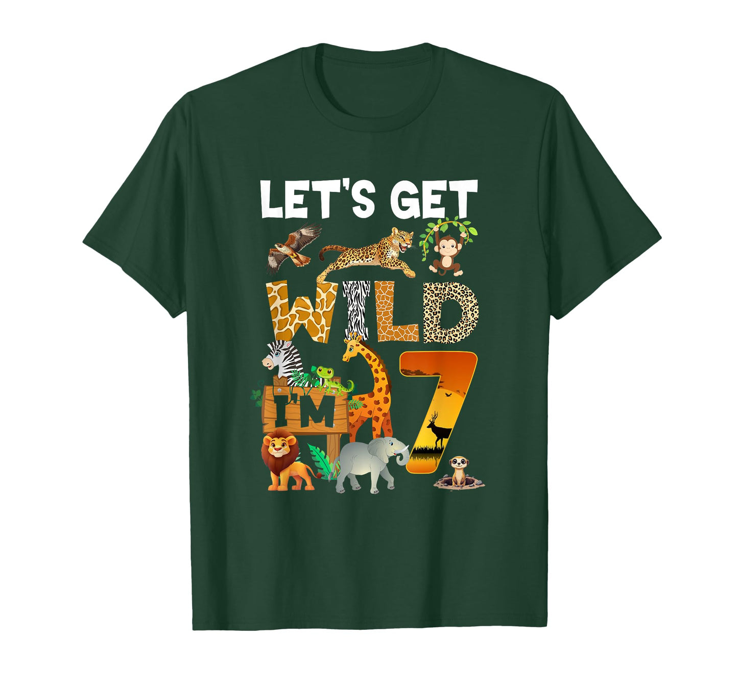 7 Year Old Zoo Birthday Safari Jungle Animal 7Th Bday T-Shirt
