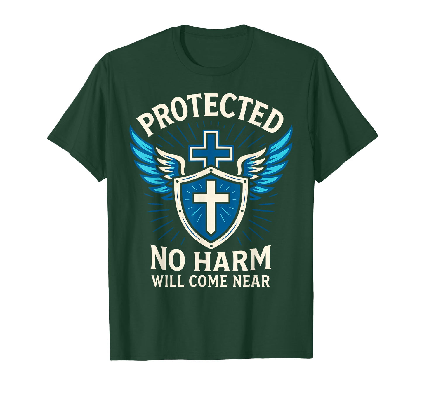 Protected No Harm Will Come Near Christian Psalm 91 Navy T-Shirt
