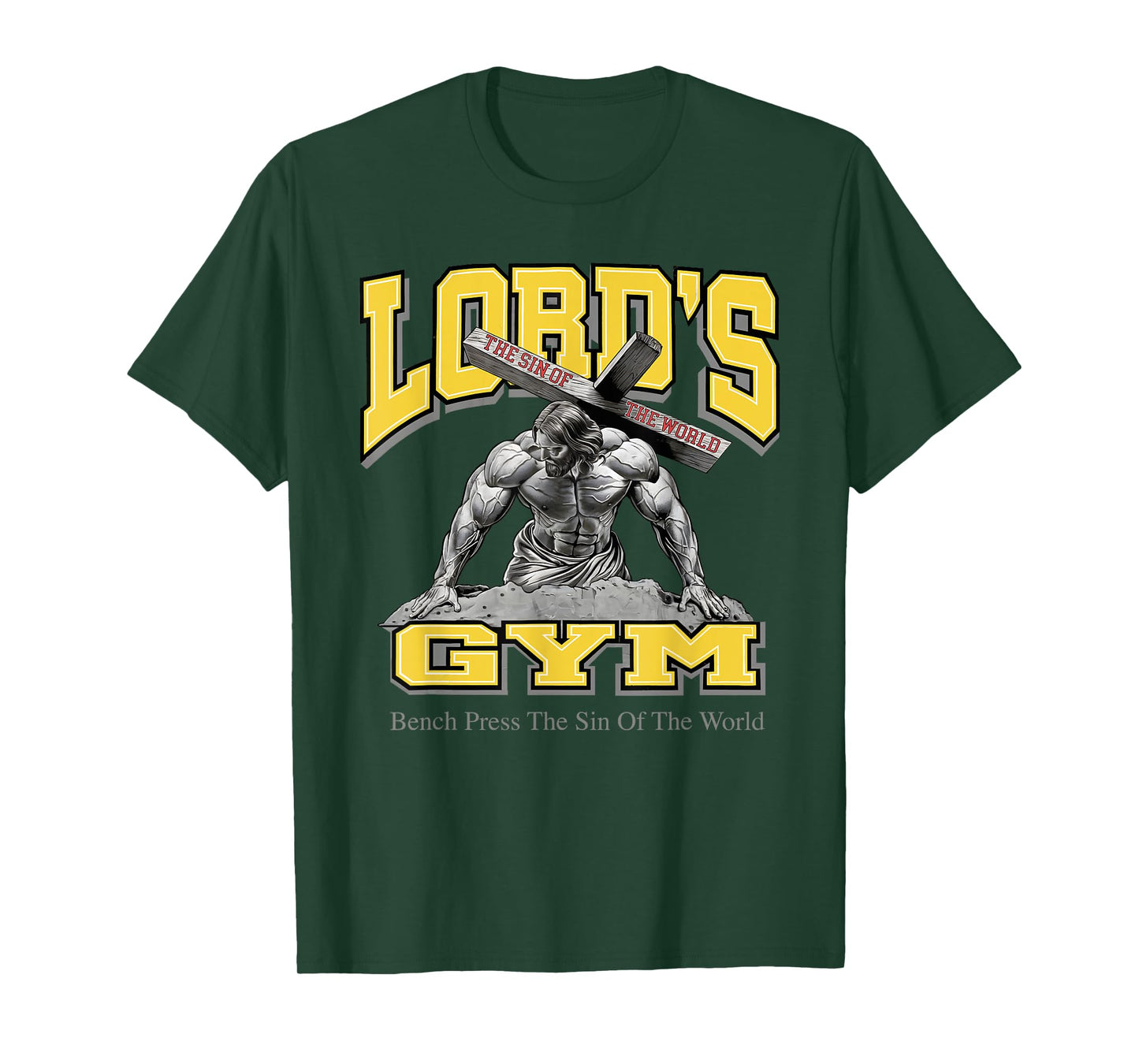Lords Gym Jesus Vintage 90s Bench Press The Sin Of The World T-Shirt