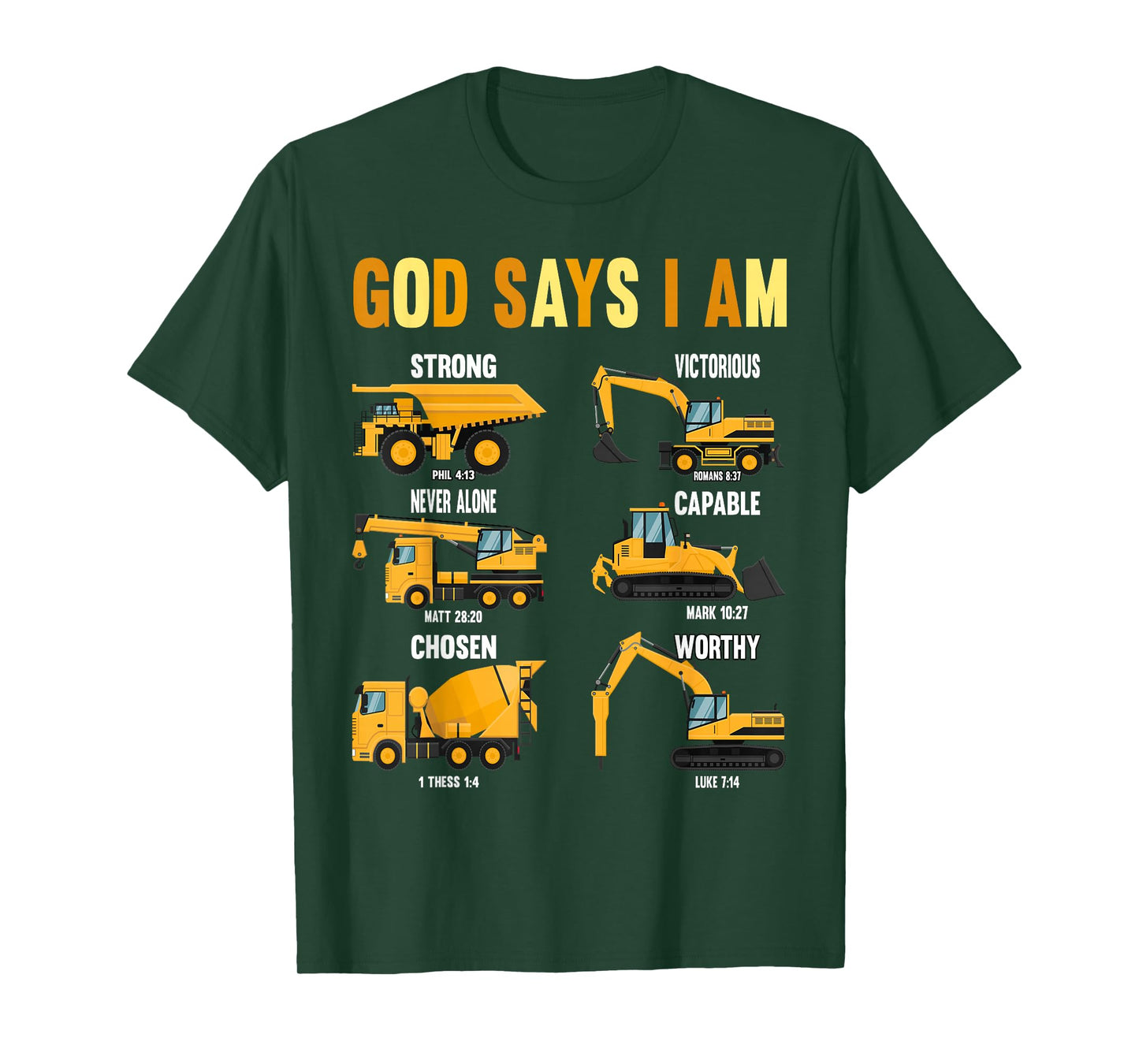 Toddler Kids God Says I Am Construction Bible Verse Truck T-Shirt