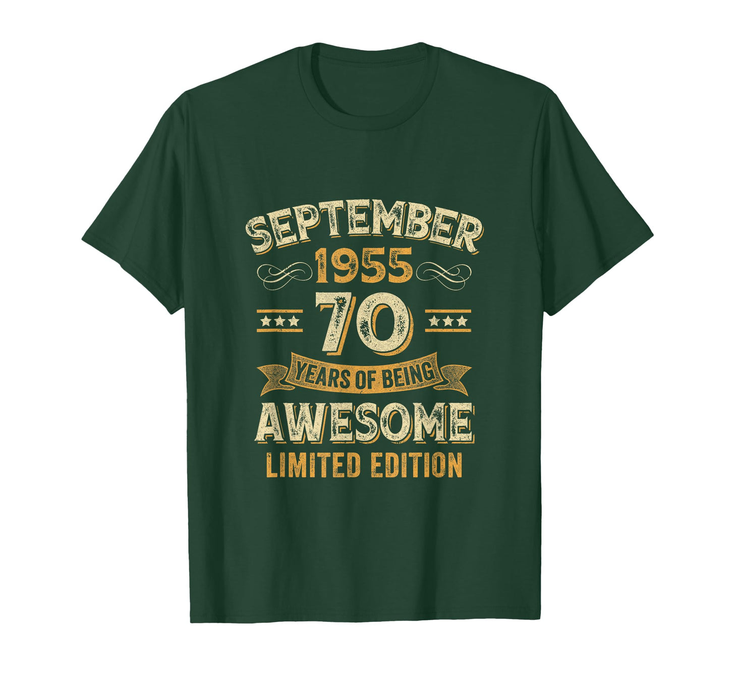 70 Years Awesome Vintage September 1955 70Th Birthday T-Shirt