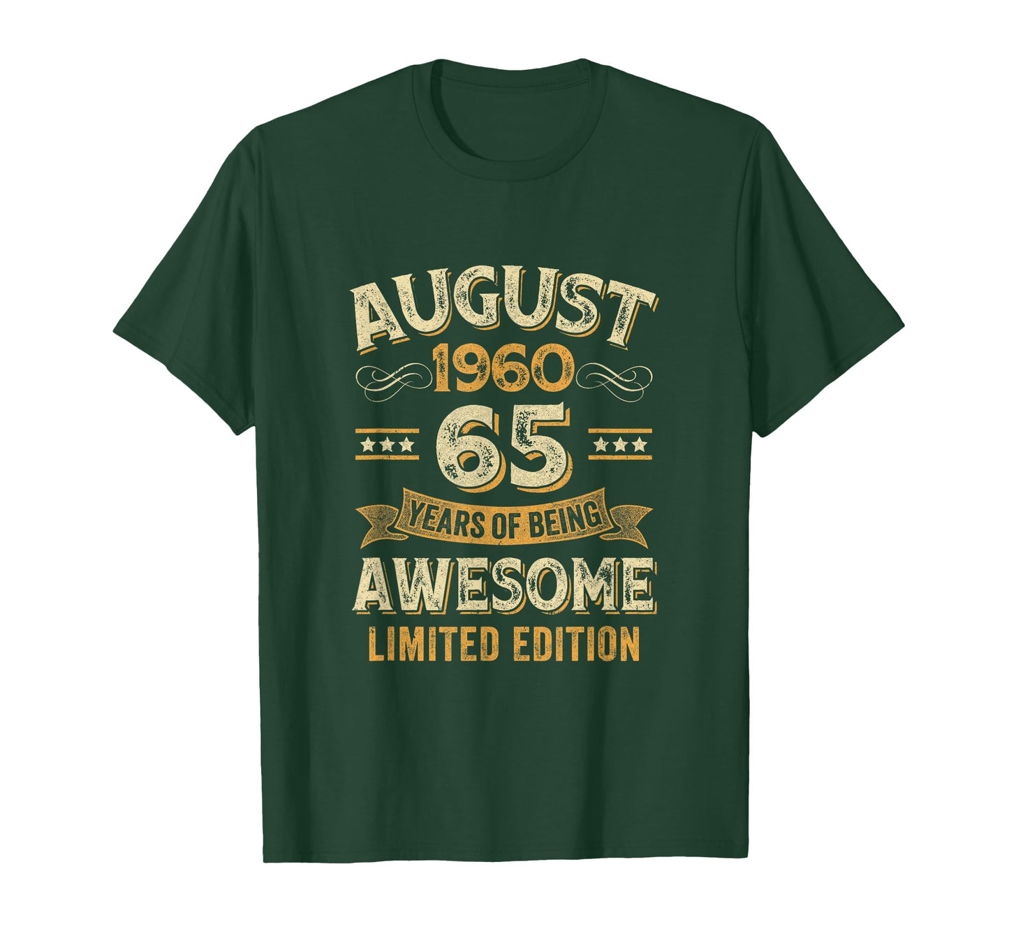 65 Years Awesome Vintage August 1960 65Th Birthday T-Shirt