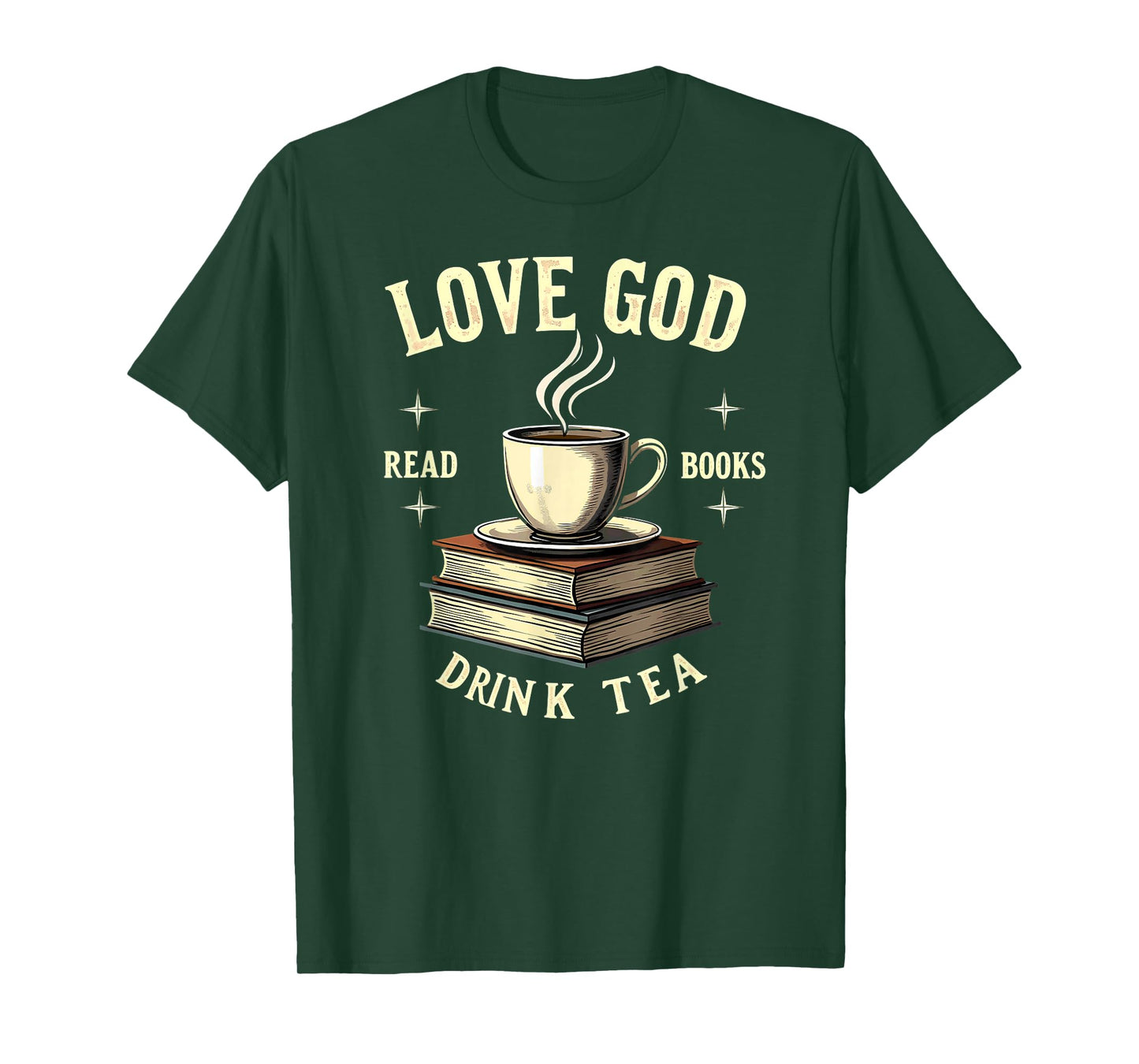 Christian Bookworm Love God Read Books Drink Tea T-Shirt