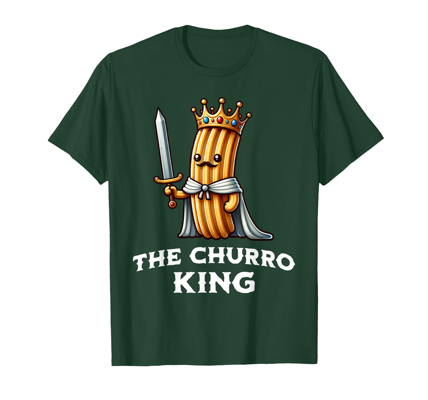 Churro King Funny Churro Mexican Food Illustration T-Shirt