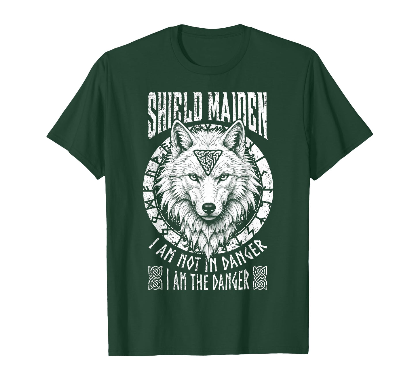 Shield Maiden I Am The Danger White Wolf Viking Women Norse T-Shirt