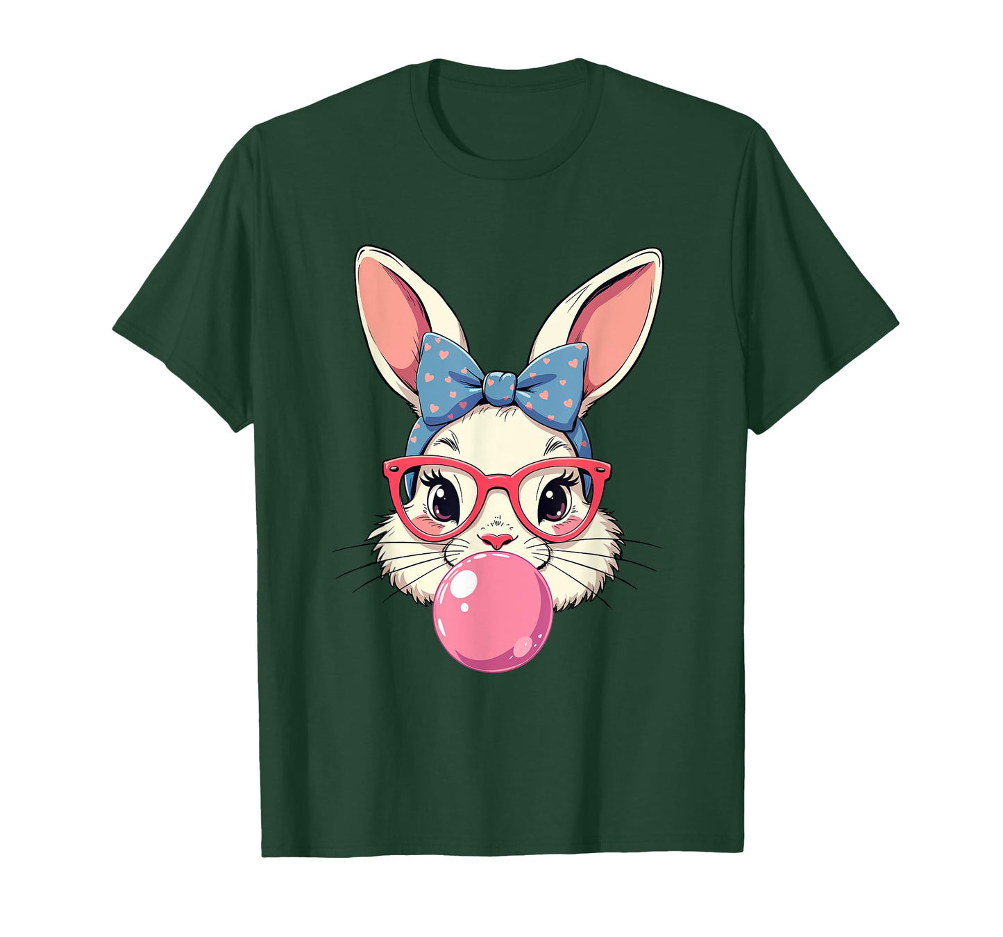 Cute Easter Day Bunny Face With Bandana Heart Glasses T-Shirt