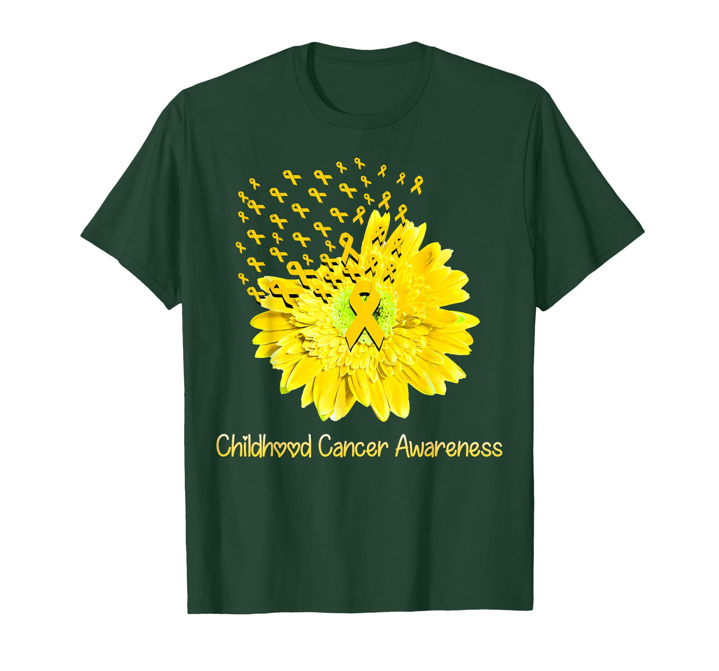 Faith Hope Love Gold Daisy Flower Childhood Cancer Awareness T-Shirt