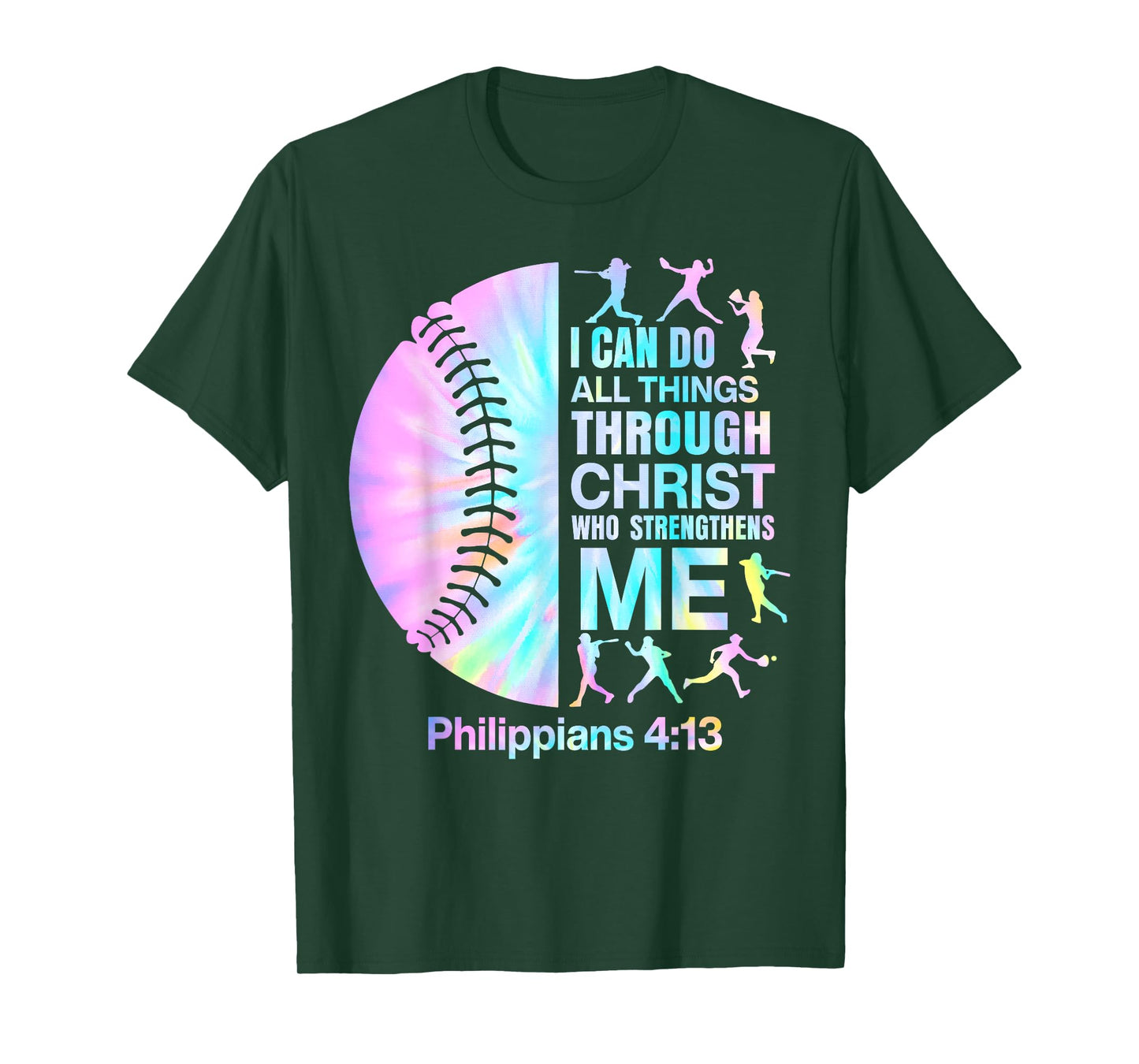 Christian I Can Do All Things Through Jesus Tie Dye Baseball T-Shirt