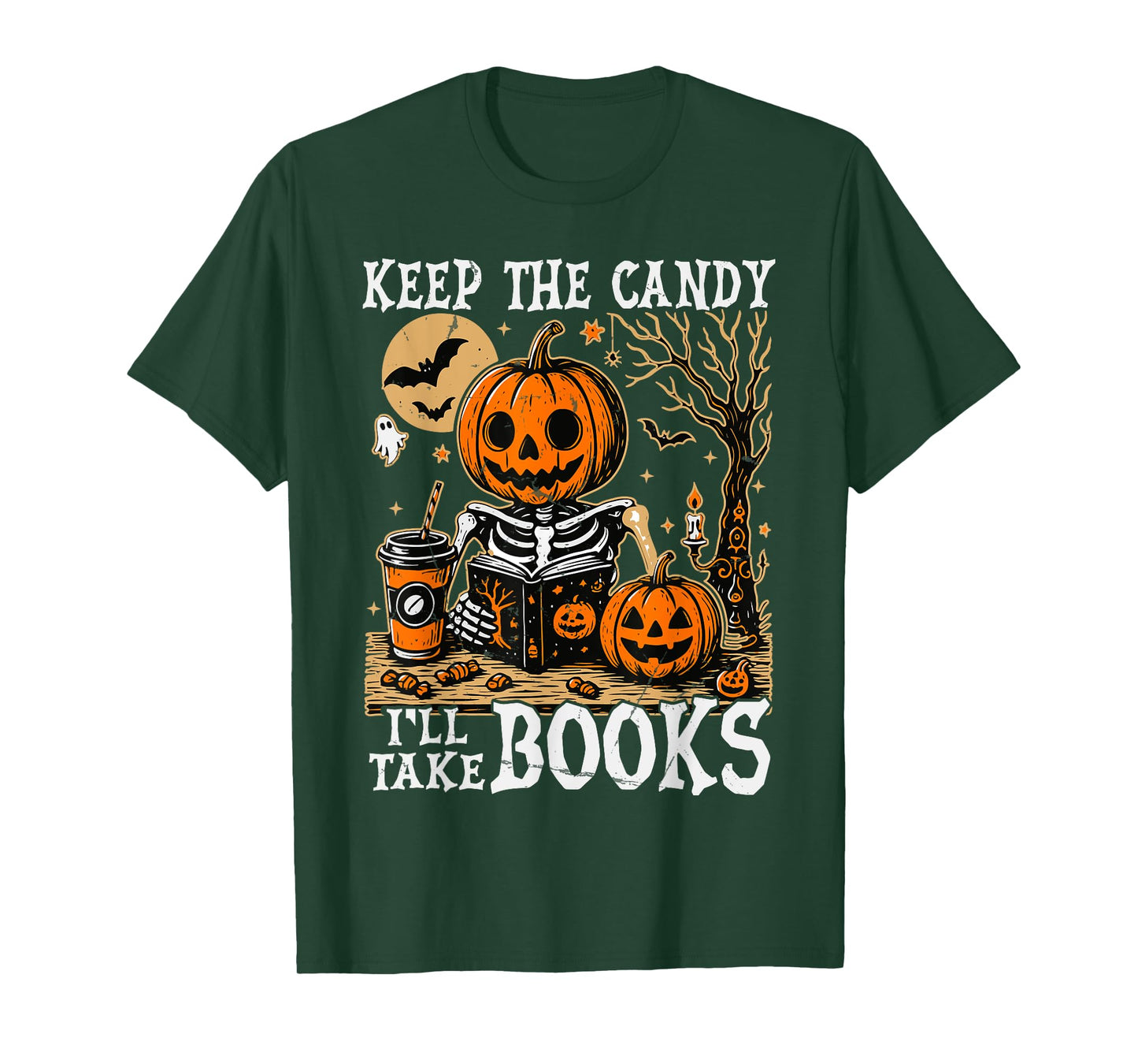 Keep The Candy I'll Take Books Skeleton Funny Halloween T-Shirt
