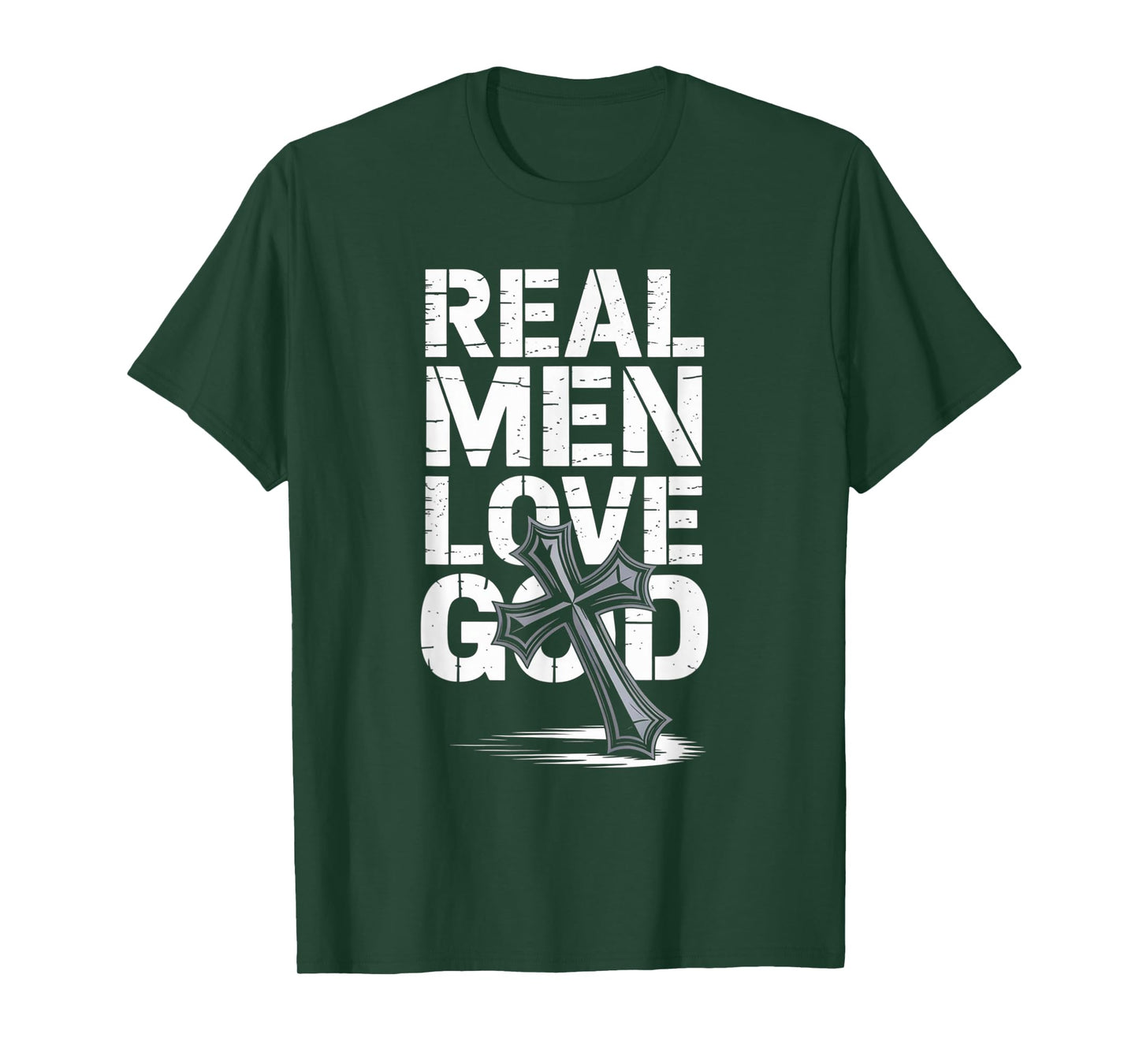 Real Men Love God Christian Faith Cross Matthew 22:37 Design T-Shirt