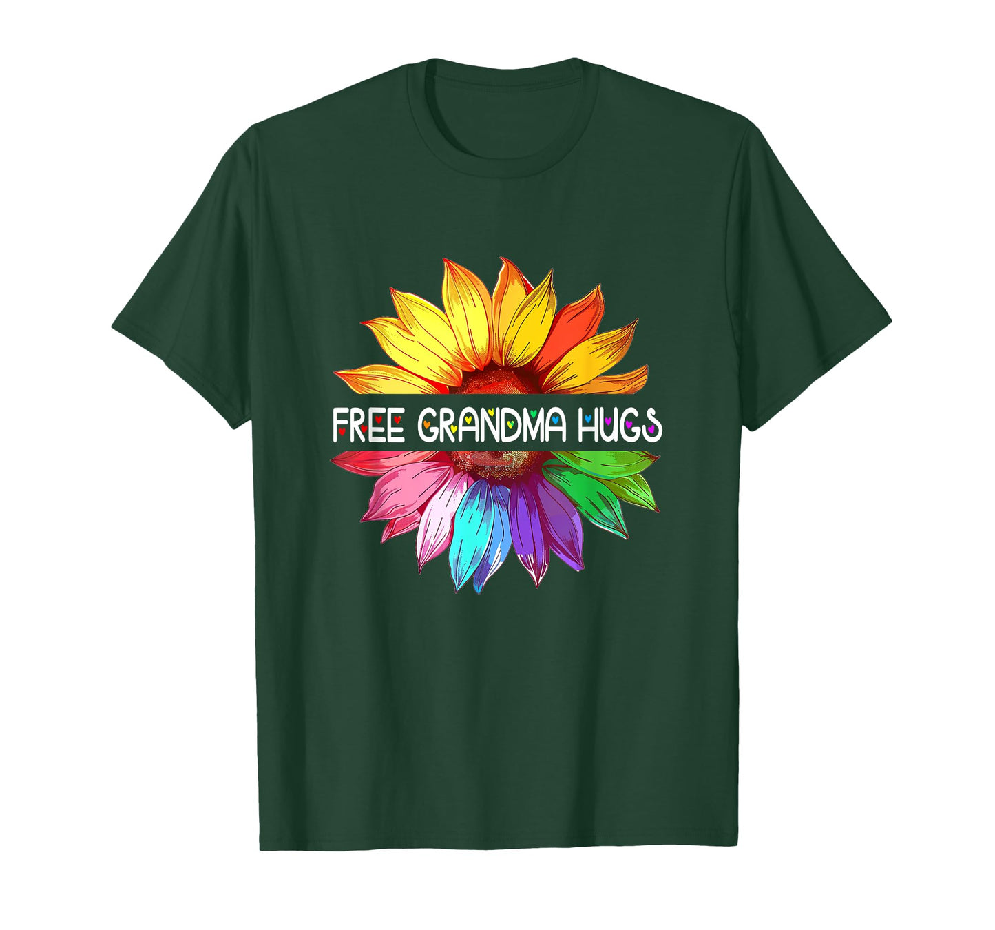 Free Grandma Hugs Lgbtq Lgbt Pride Daisy Rainbow Flower T-Shirt