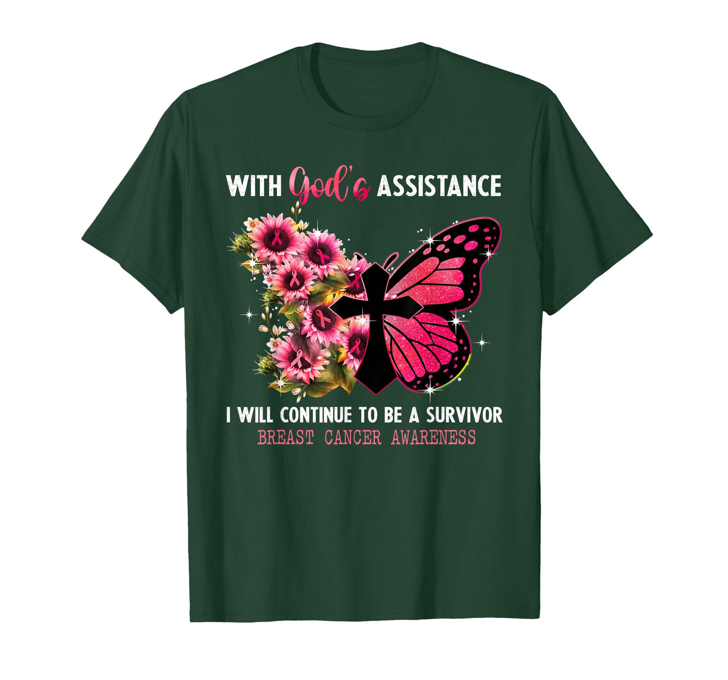 God's Assistance I Continue to Be A Survivor Breast Cancer T-Shirt