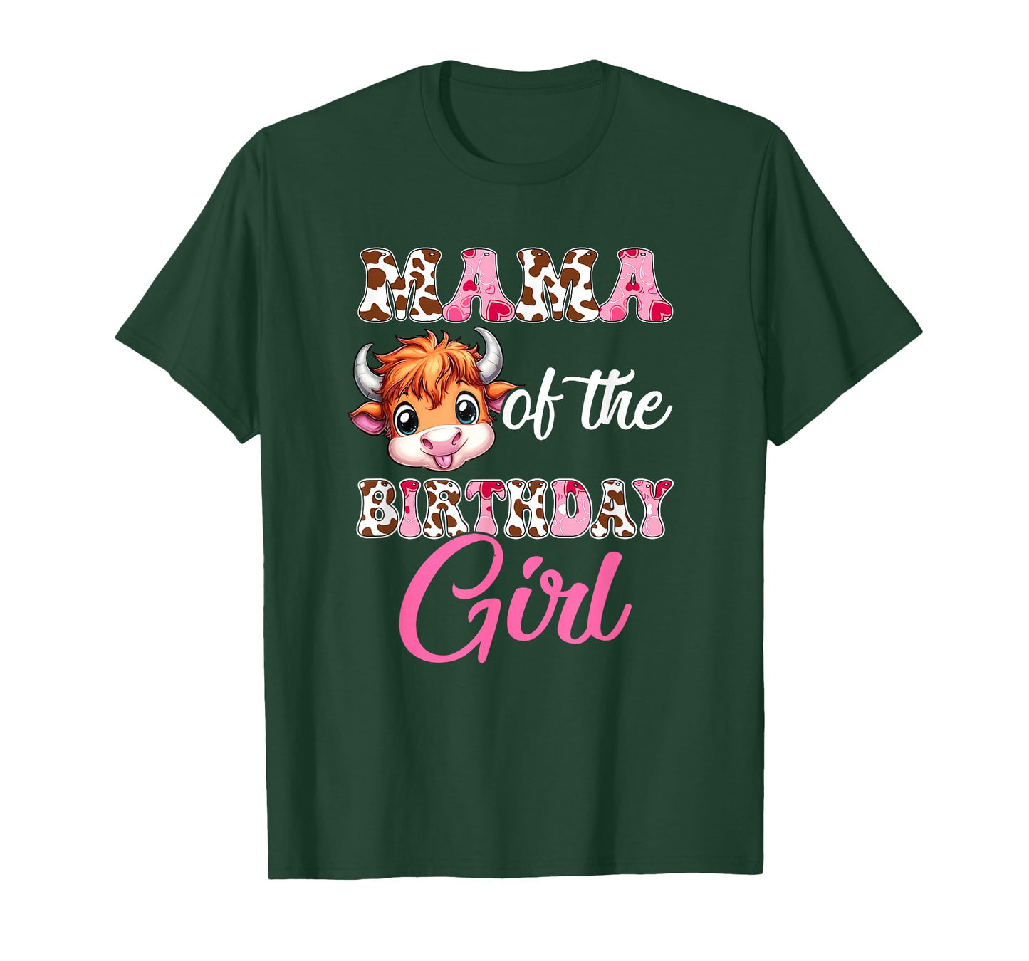 Mama Of The Birthday Girl Highland Cow Farm 1St Birthday T-Shirt