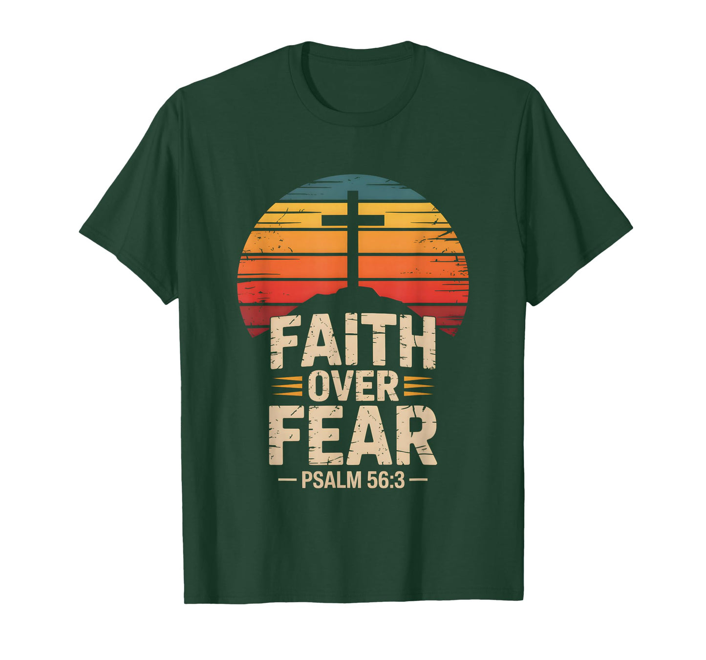 Faith Over Fear Psalm 56:3 Retro Christian Bible Verse T-Shirt
