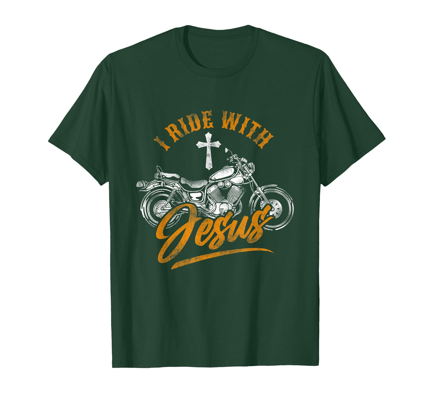 Christian Motorcycle Biker I Ride With Jesus Faith T-Shirt
