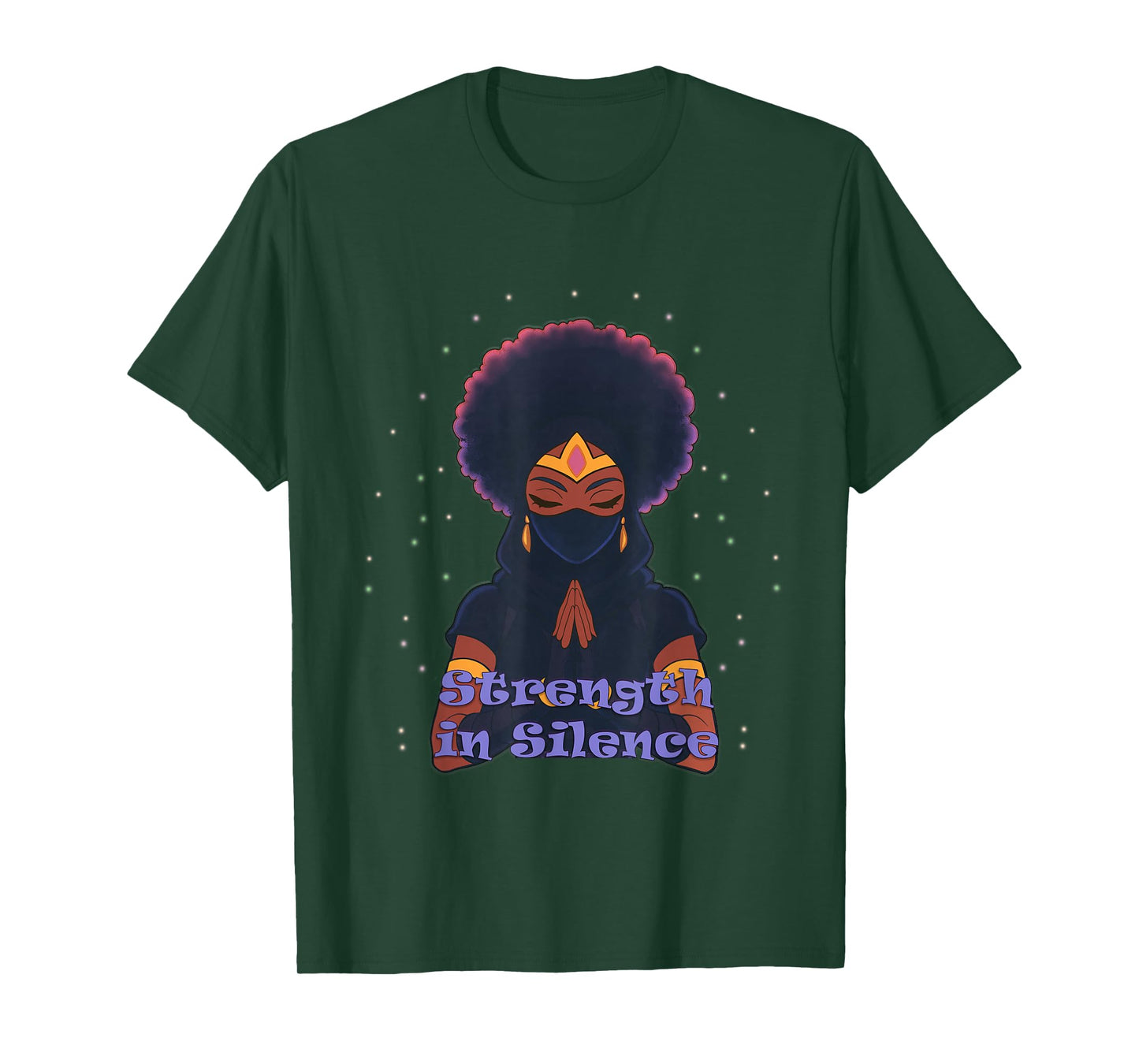 Strength in Silence | Afro Warrior Princess Praying Hands T-Shirt