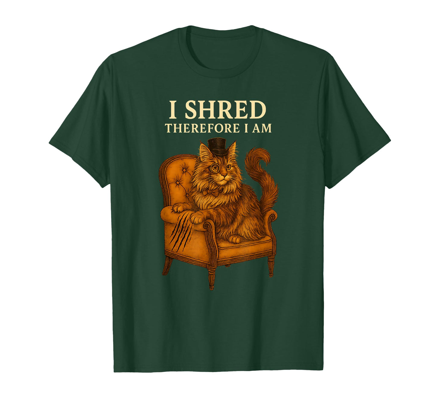 Maine Coon Cat Humor I Shred Therefore I Am Funny Quote T-Shirt