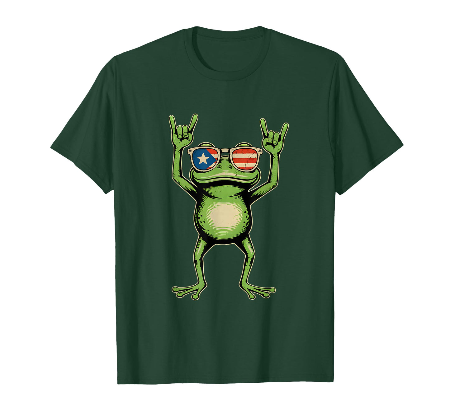 Retro Coquí Frog Puerto Rican Flag Rock Sign Puerto Rico T-Shirt