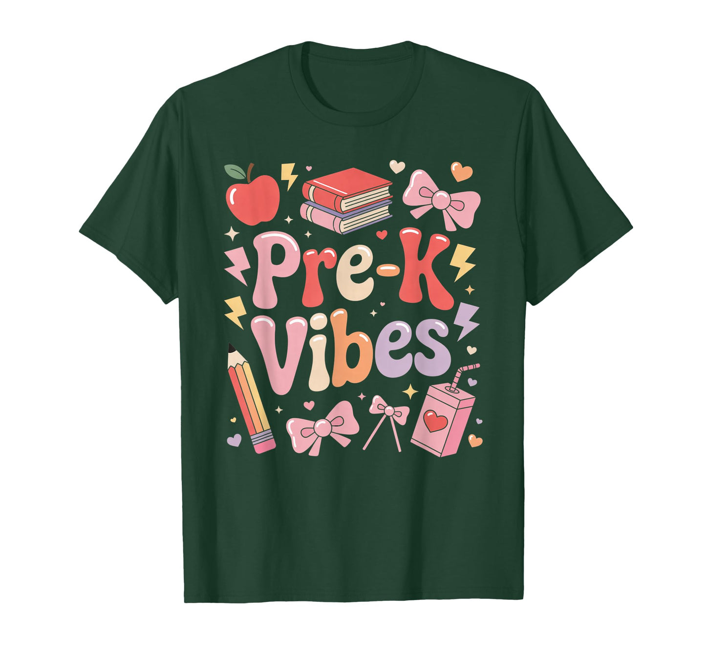 Pre-k Vibes Coquette Bow Back to School Teacher Prek T-Shirt