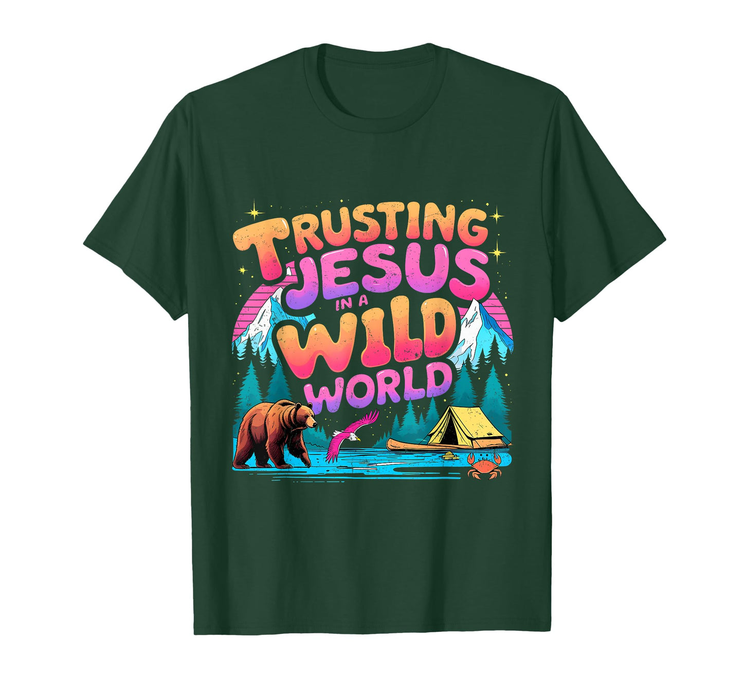 Trusting Jesus in a Wild World VBS 2025 Camping Theme T-Shirt