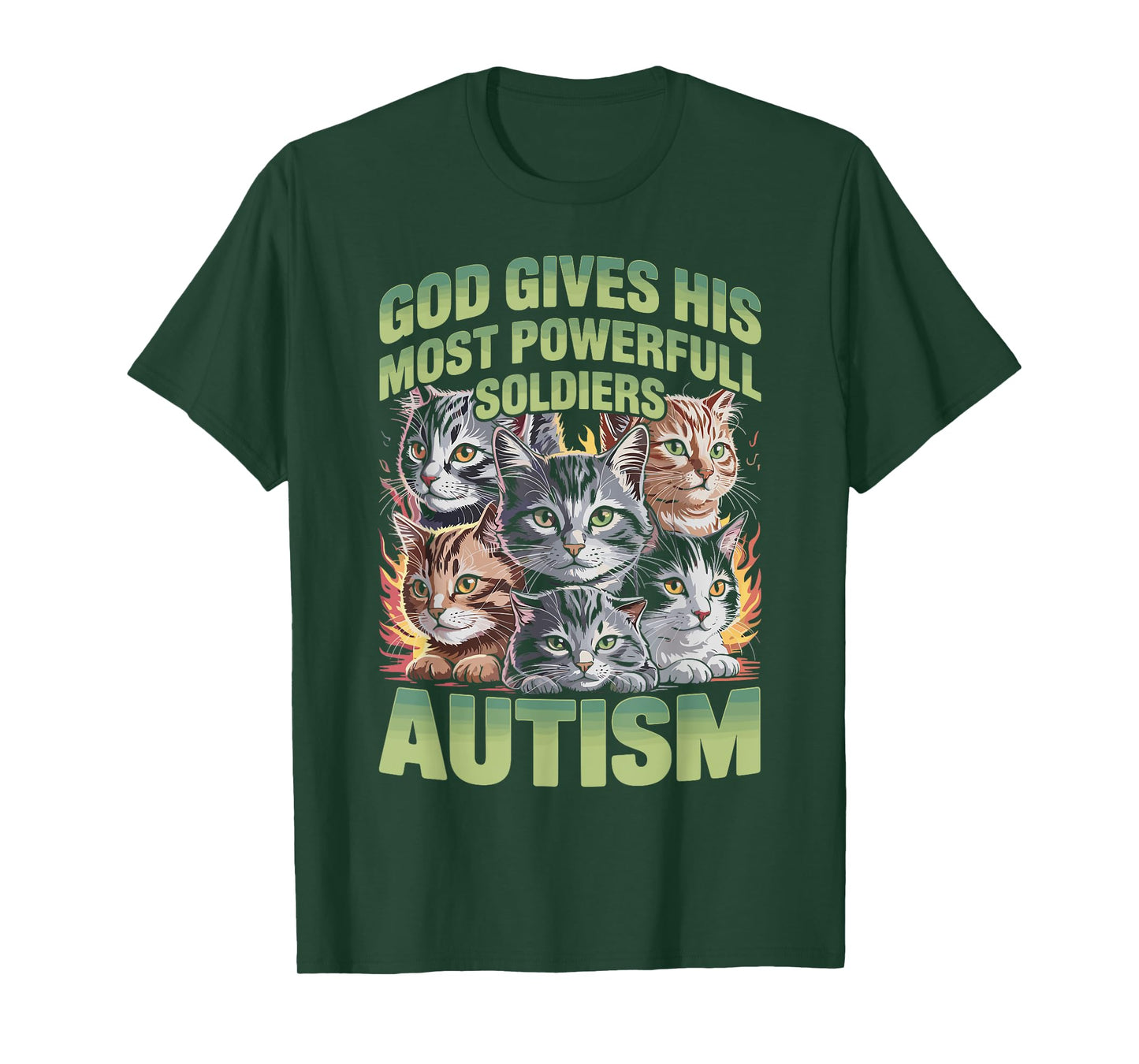 God Gives His Most Powerful Soldiers Autism Cat T-Shirt for Men Women