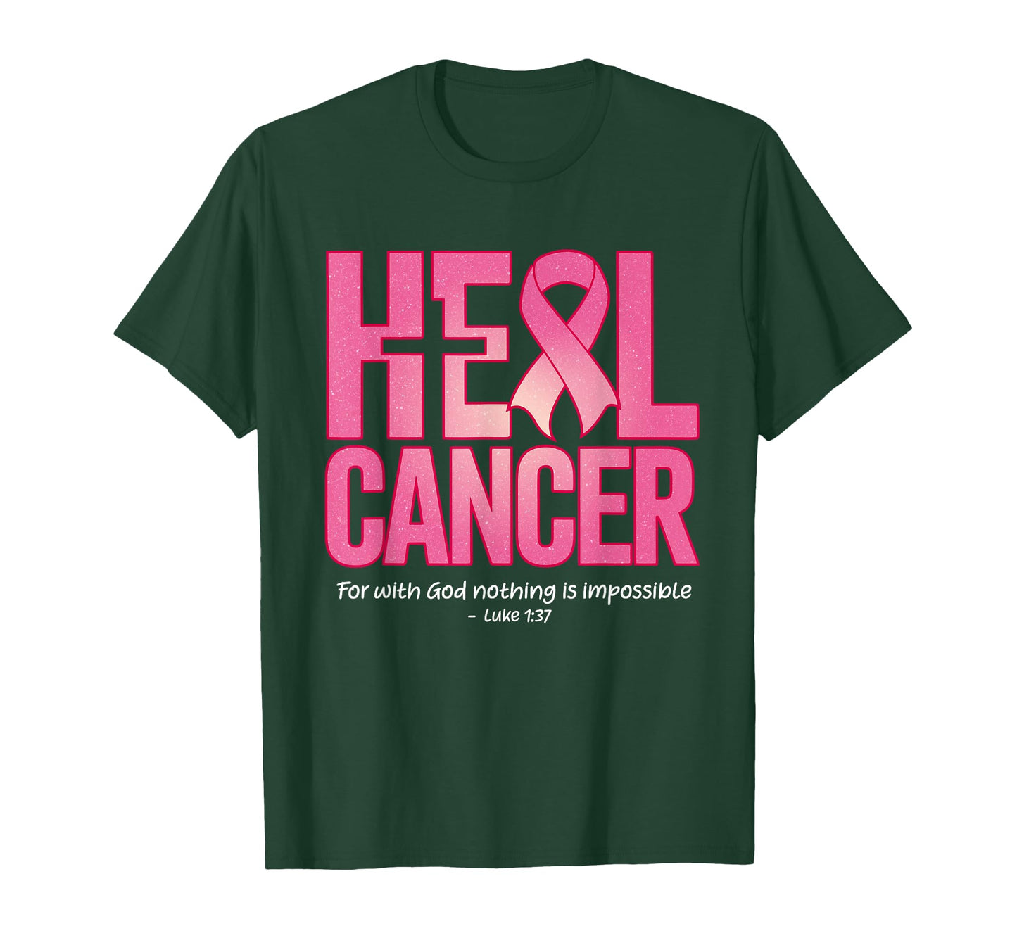 He Can Heal Cancer Pink Ribbon Breast Cancer Christian Women T-Shirt