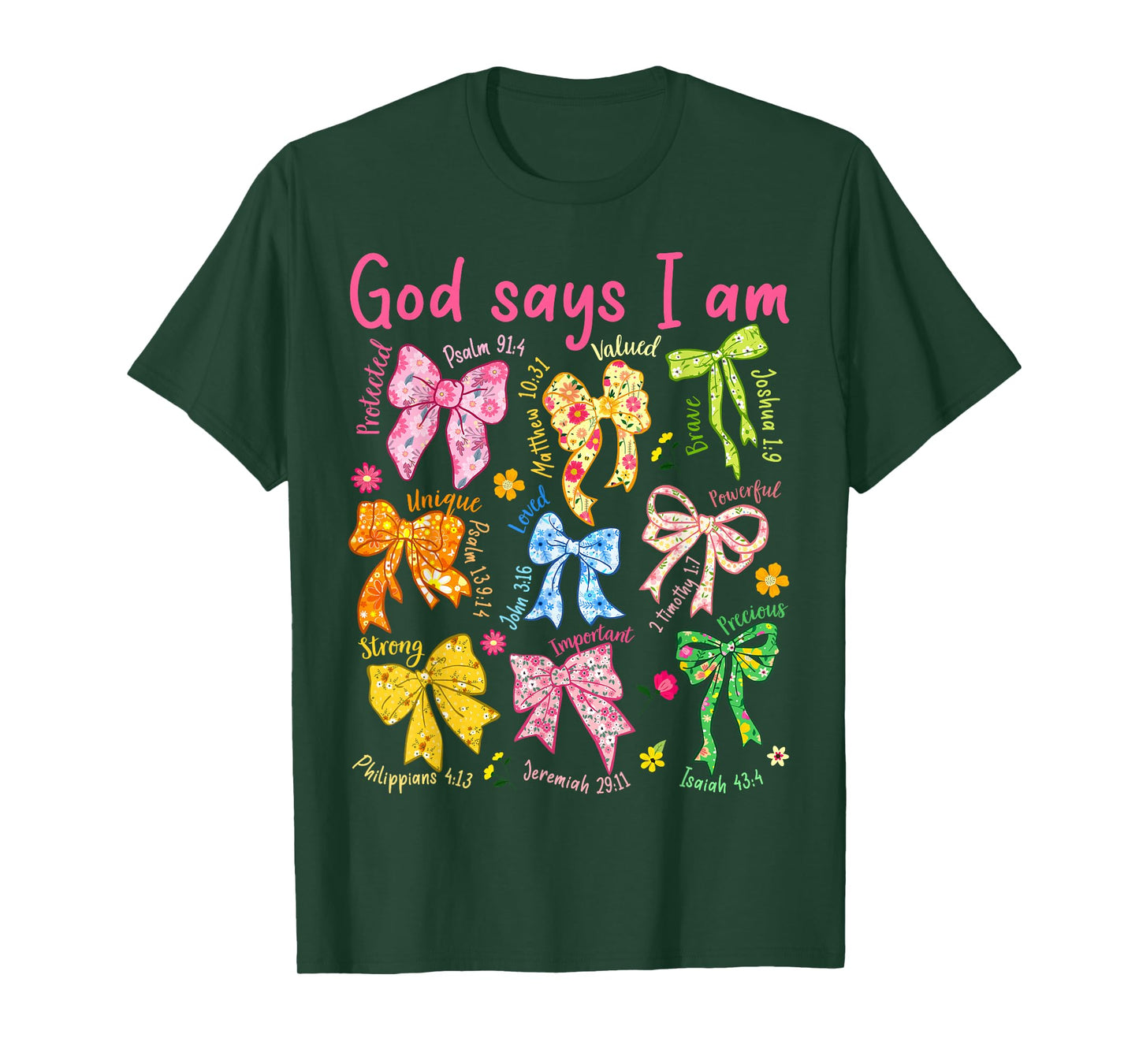God Says I Am Coquette Bow Floral Christian Mother's Day T-Shirt