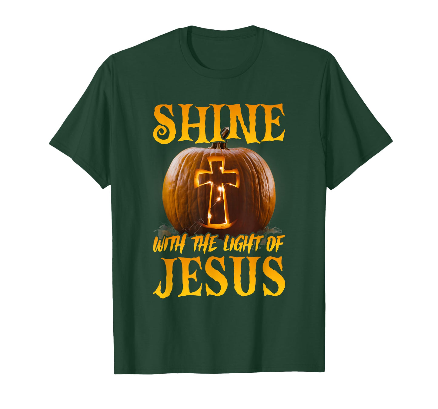 Shine With The Light Of Jesus Christian Halloween Pumpkin T-Shirt
