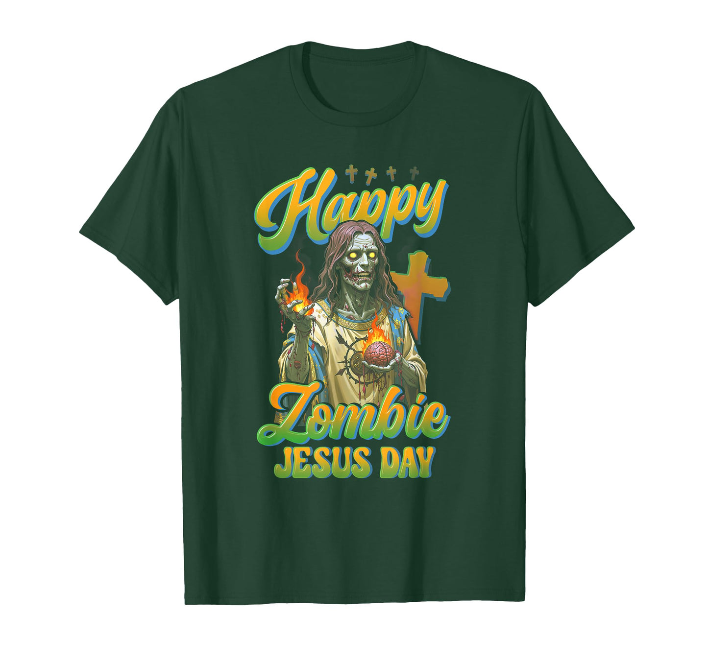 Happy Zombie Jesus Day Horror Christ Faith Cross Religious T-Shirt