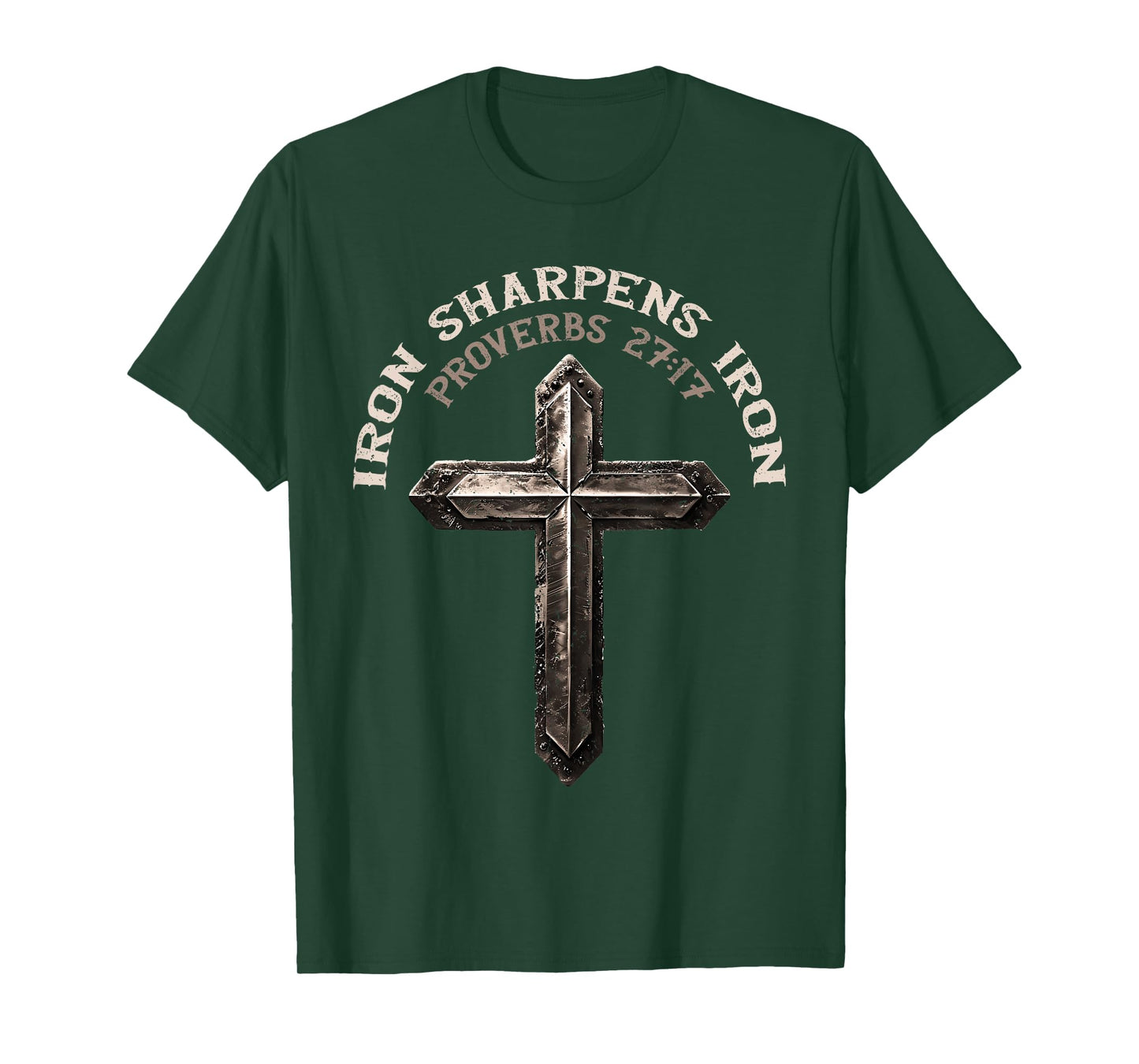Iron Sharpens Iron Proverbs Christian Gym Workout Cross T-Shirt
