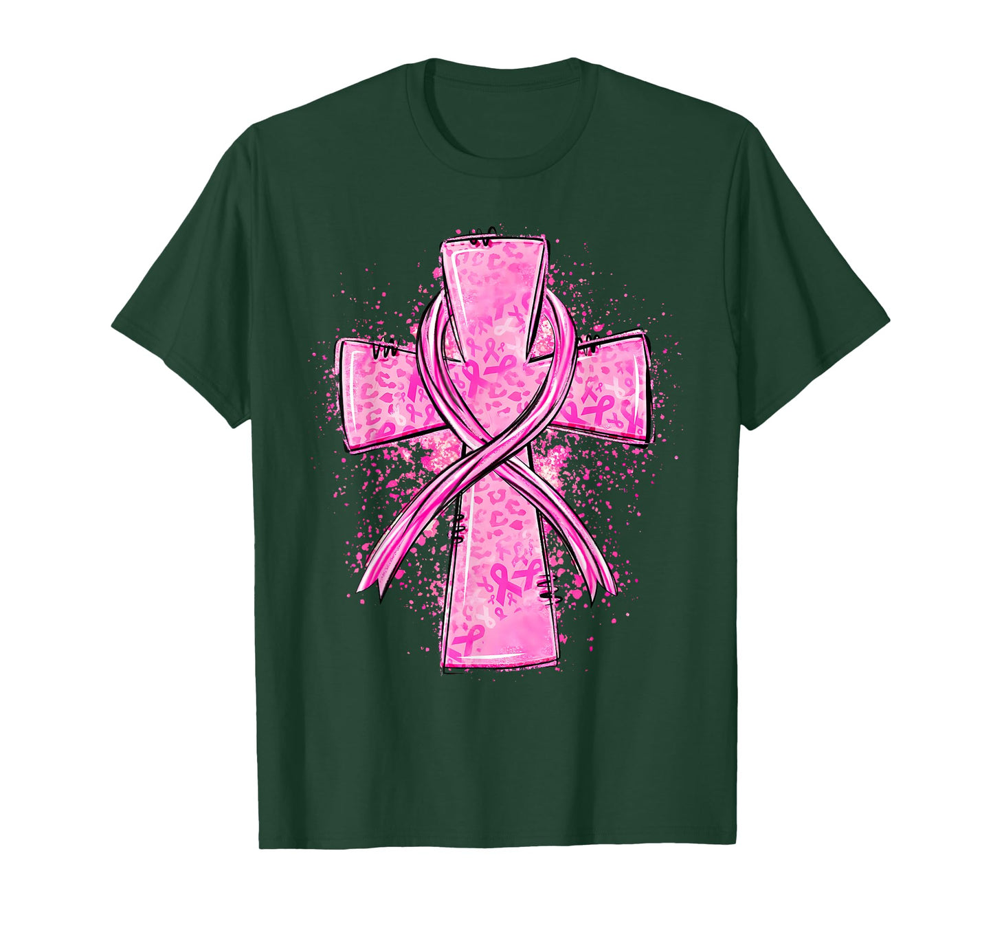Faith Cross Pink Ribbon Breast Cancer Awareness Christian T-Shirt