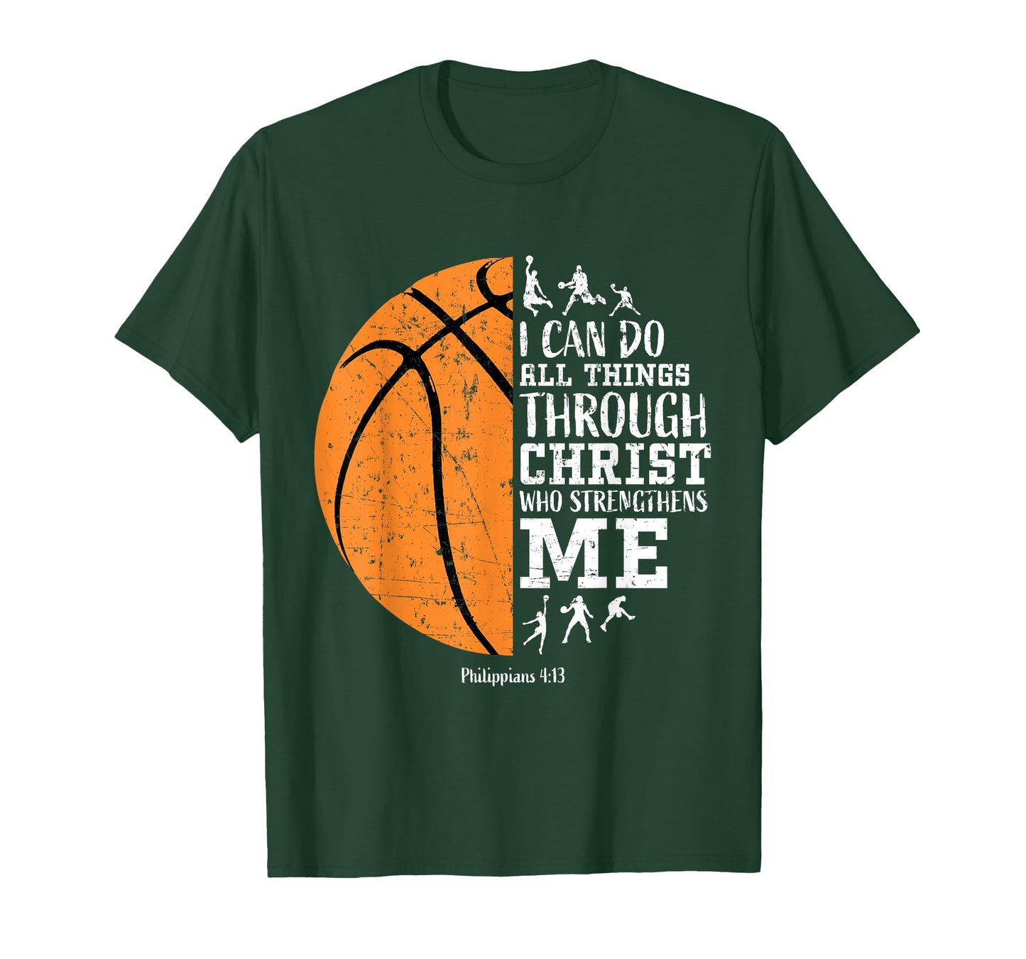 Christian Basketball Gifts Boys Philippians 4:13 Jesus Faith T-Shirt