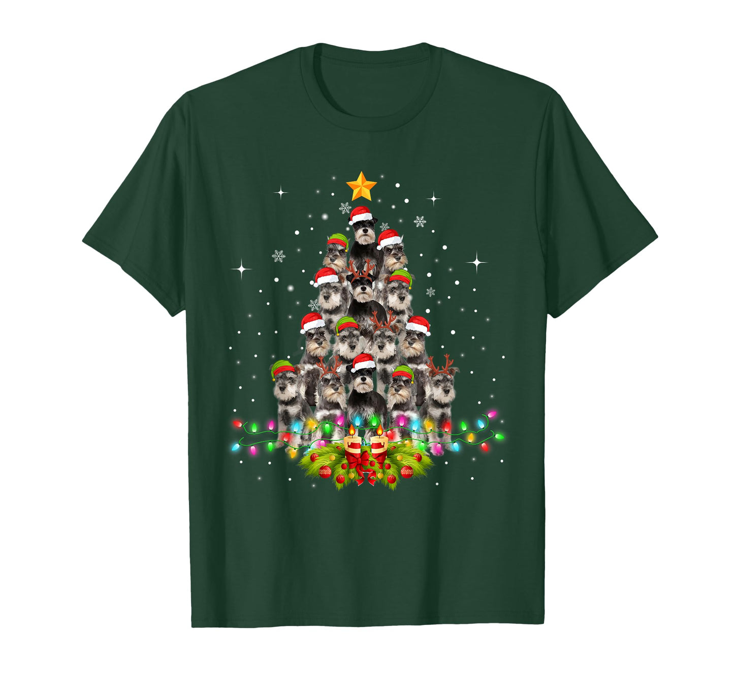 Schnauzer Dogs Tree Christmas Sweater Xmas Pet Animal Dog T-Shirt for Men Women Kids
