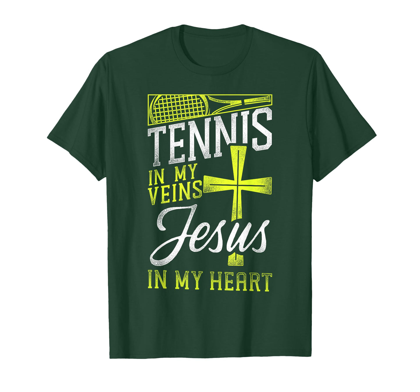 Funny Tennis Player Racket Jesus Faith Christian Tennis In T-Shirt