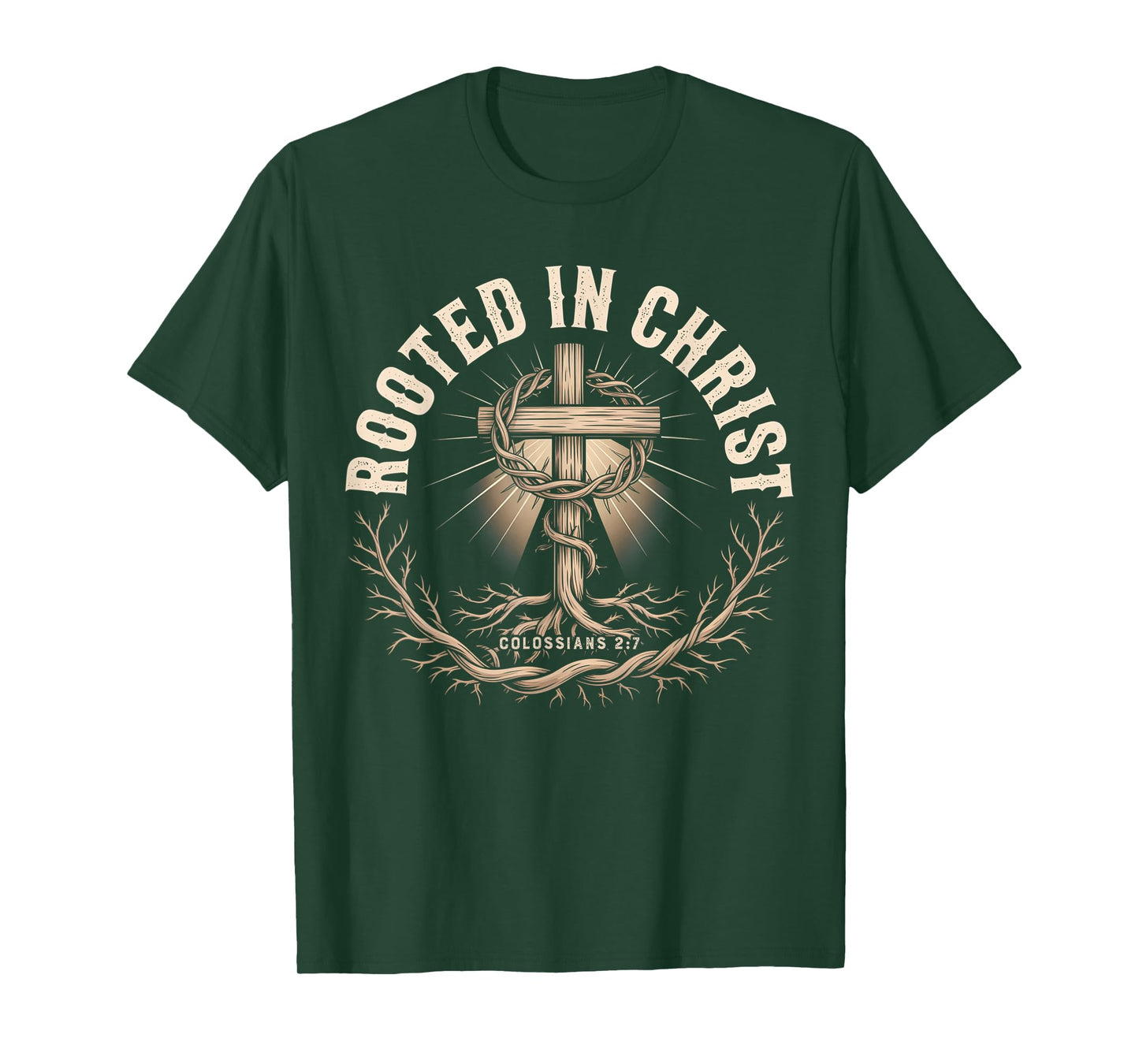 Vintage Stamp Rooted in Christ, Jesus Shirts Christian Cross T-Shirt