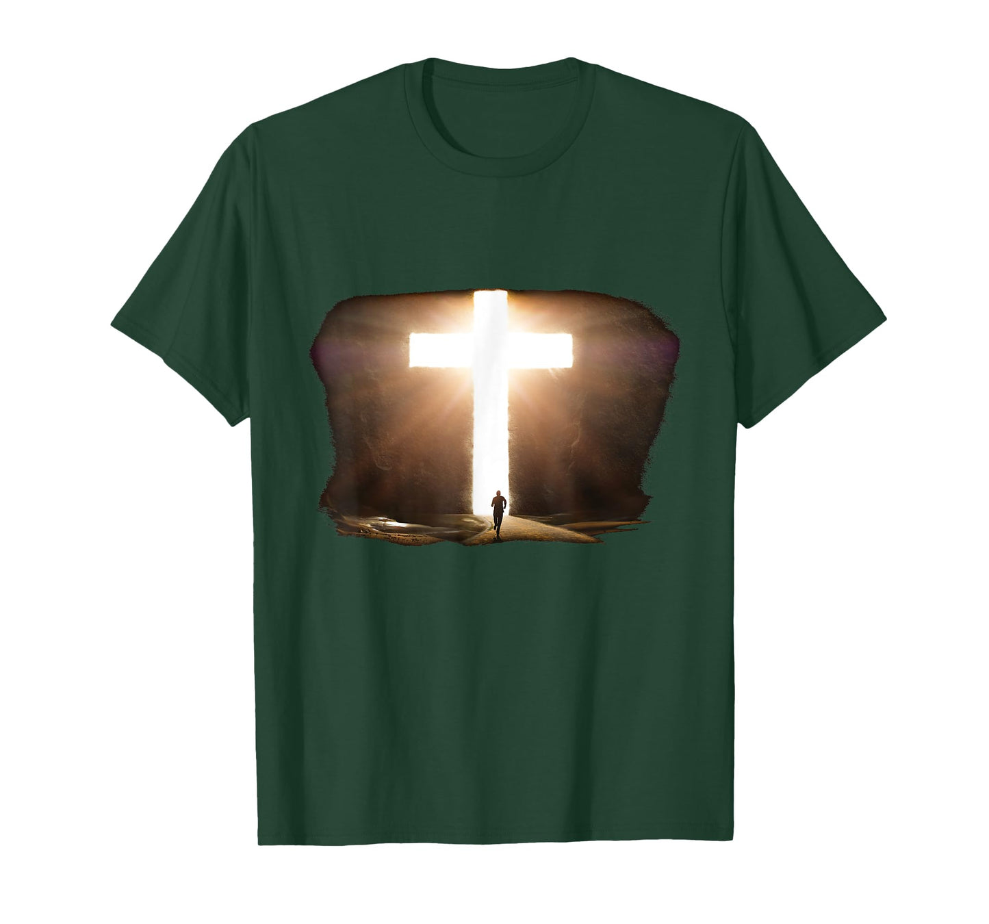 Jesus Christ Faith Cross in the Rock Christian Running Men T-Shirt