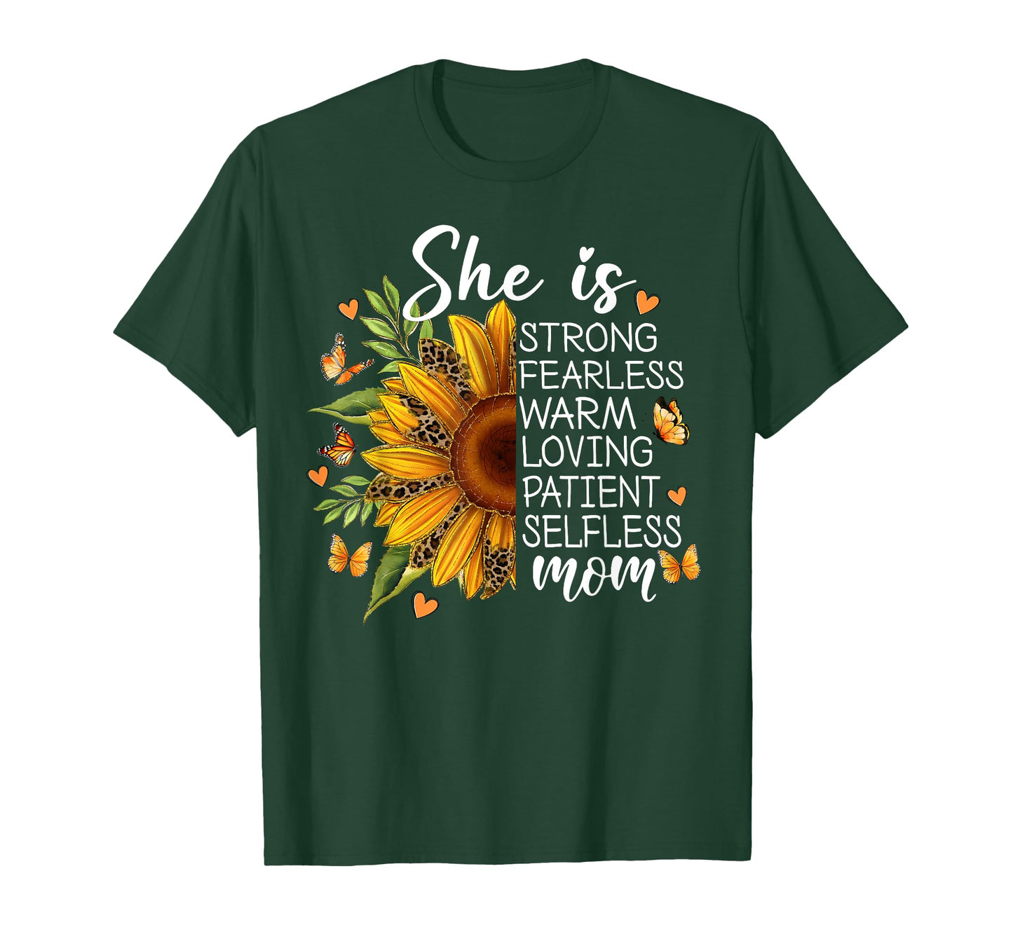She Is Mom Sunflower Leopard Christian Mom Mother's Day T-Shirt