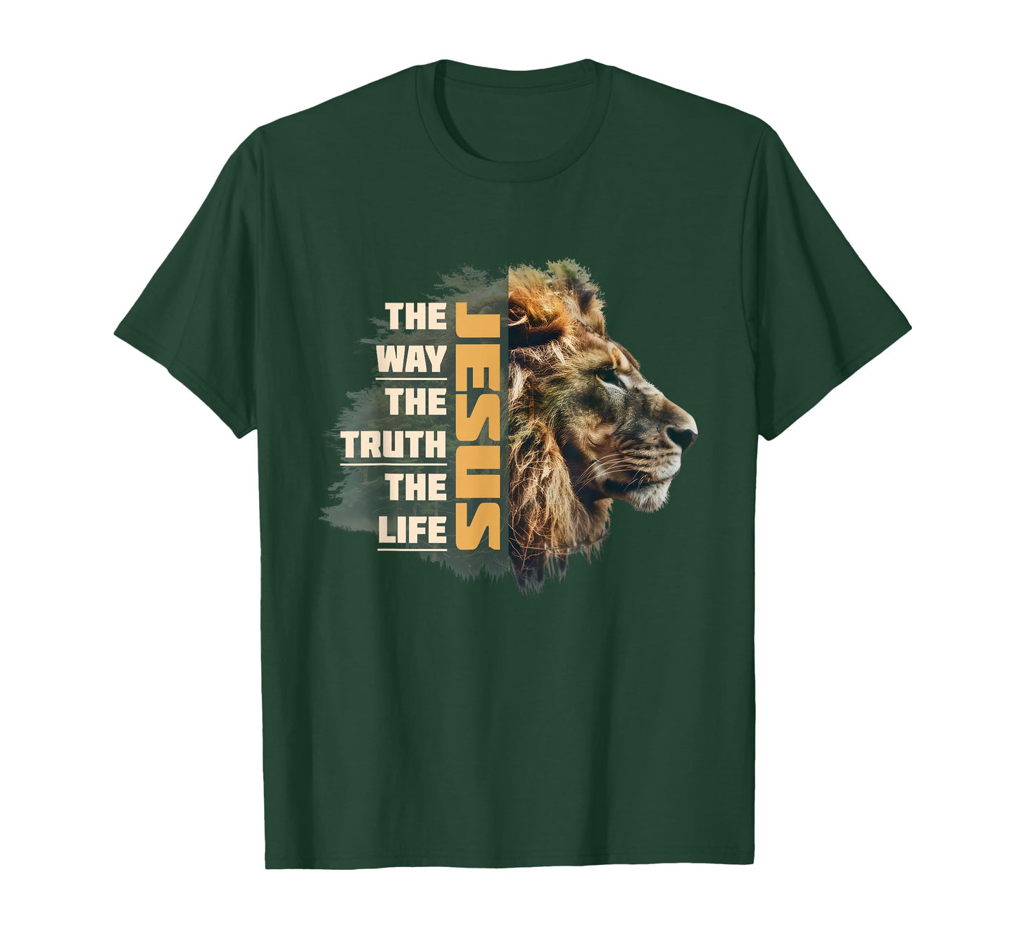 Jesus The Way Truth Life Lion Faith Christian Religious T-Shirt