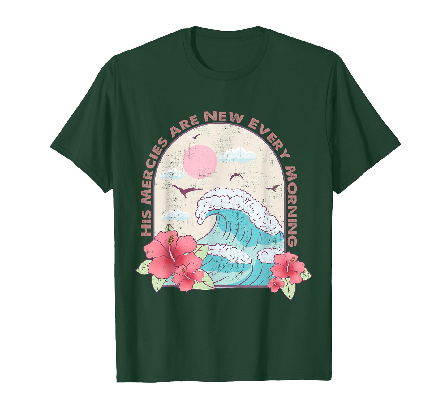 Christian Summer Religious Bible Ocean Wave His Mercy Beach T-Shirt