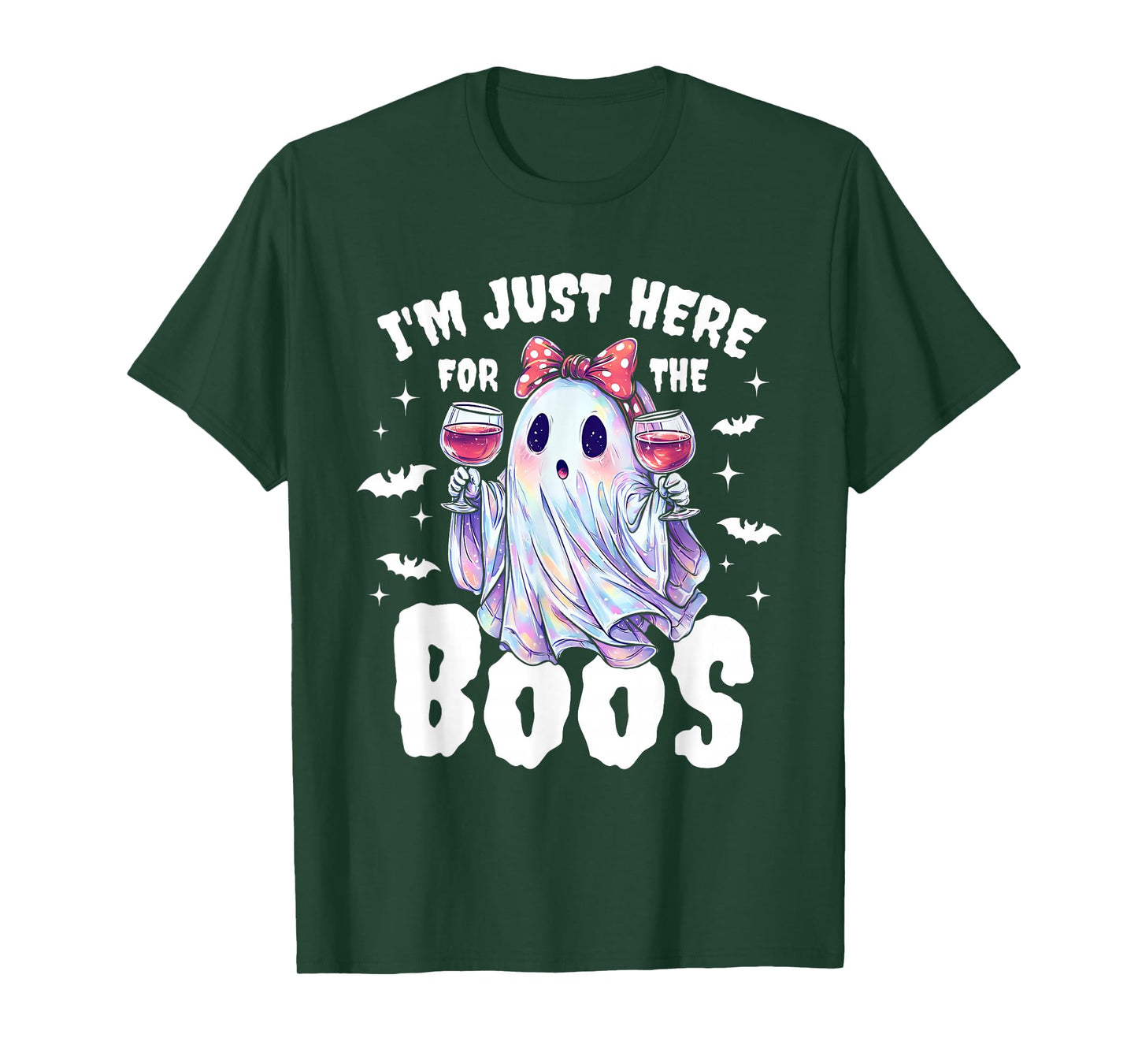 Cute Ghost Wine Halloween Design T-Shirt