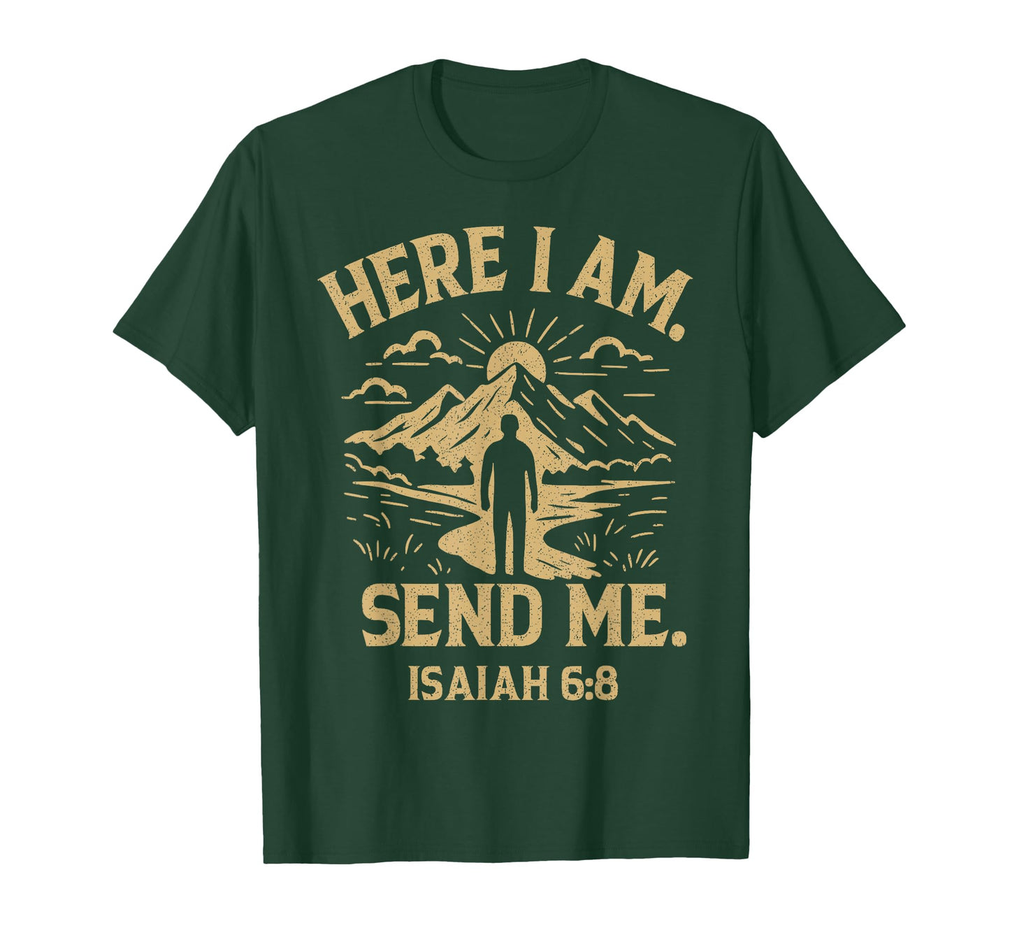 Here I Am Send Me Isaiah 6:8 Bible Verse Christian T-Shirt