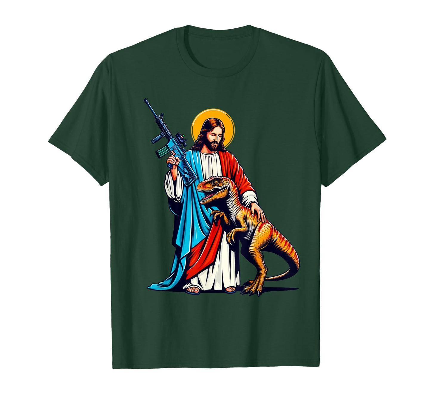 Jesus and Raptor Shirt, Funny AR15 2nd Amendment Patriotic T-Shirt