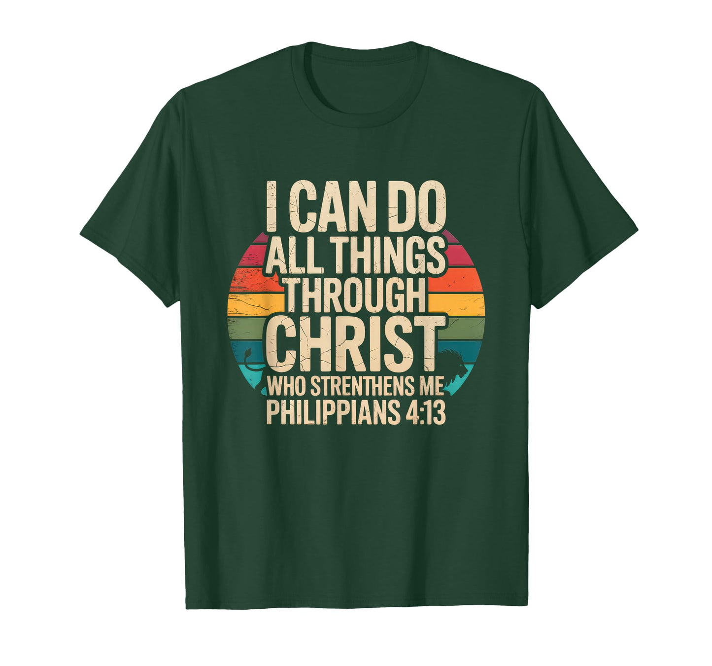 Christian Tshirt Philippians 4:13 Religious Lion Strengthens T-Shirt